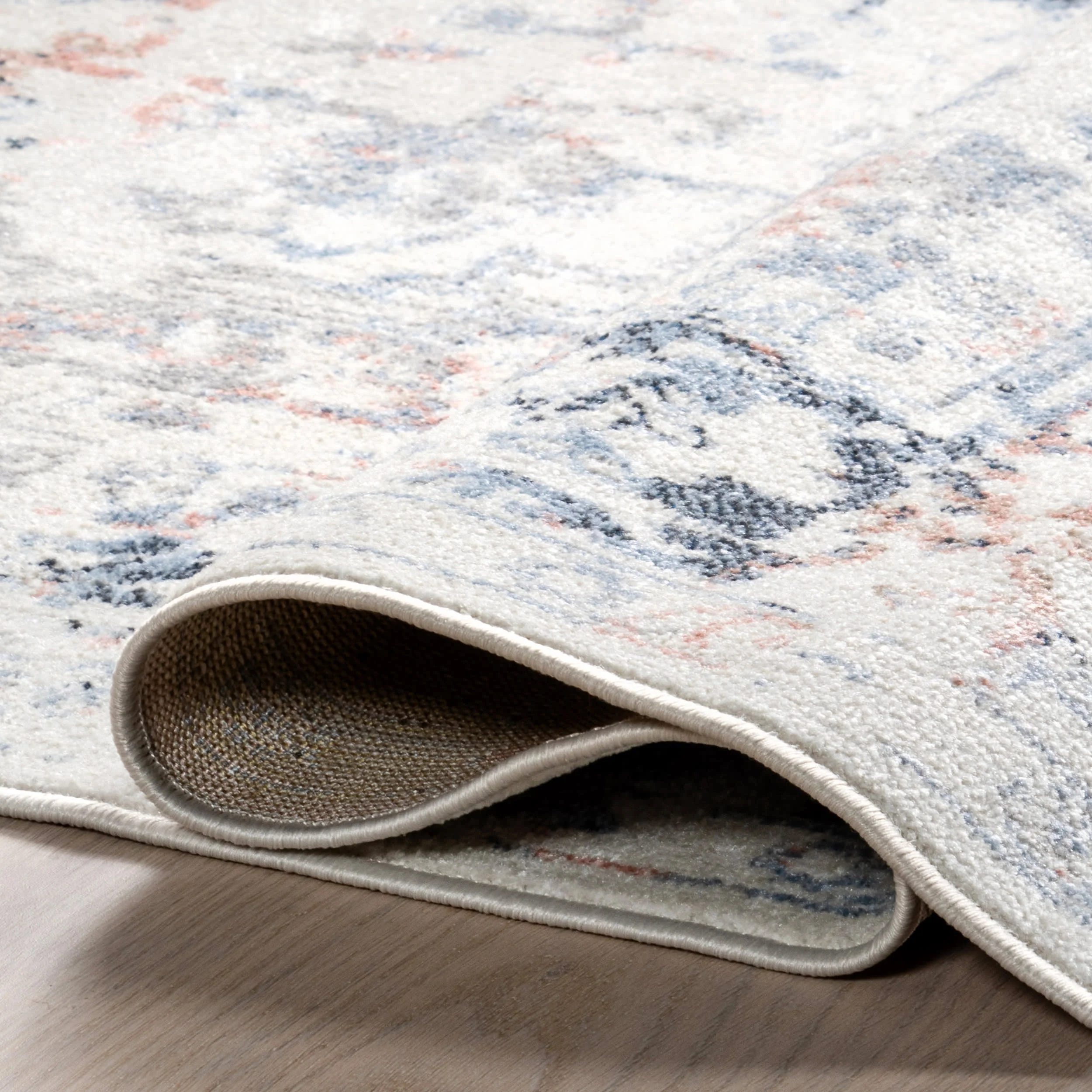 Charlisa Washable Faded Snowflake Rug | Blue - Image 10