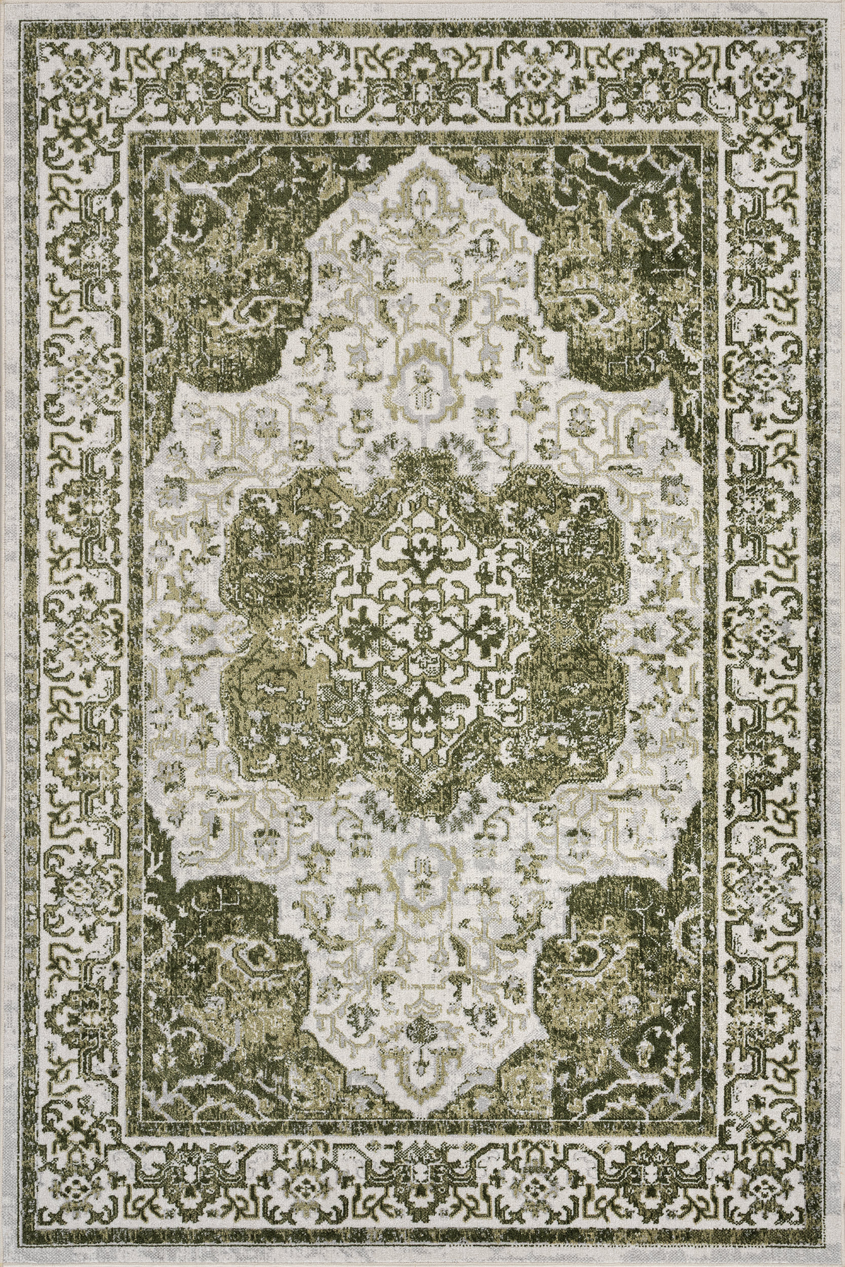 Charlisa Washable Faded Snowflake Rug | Green