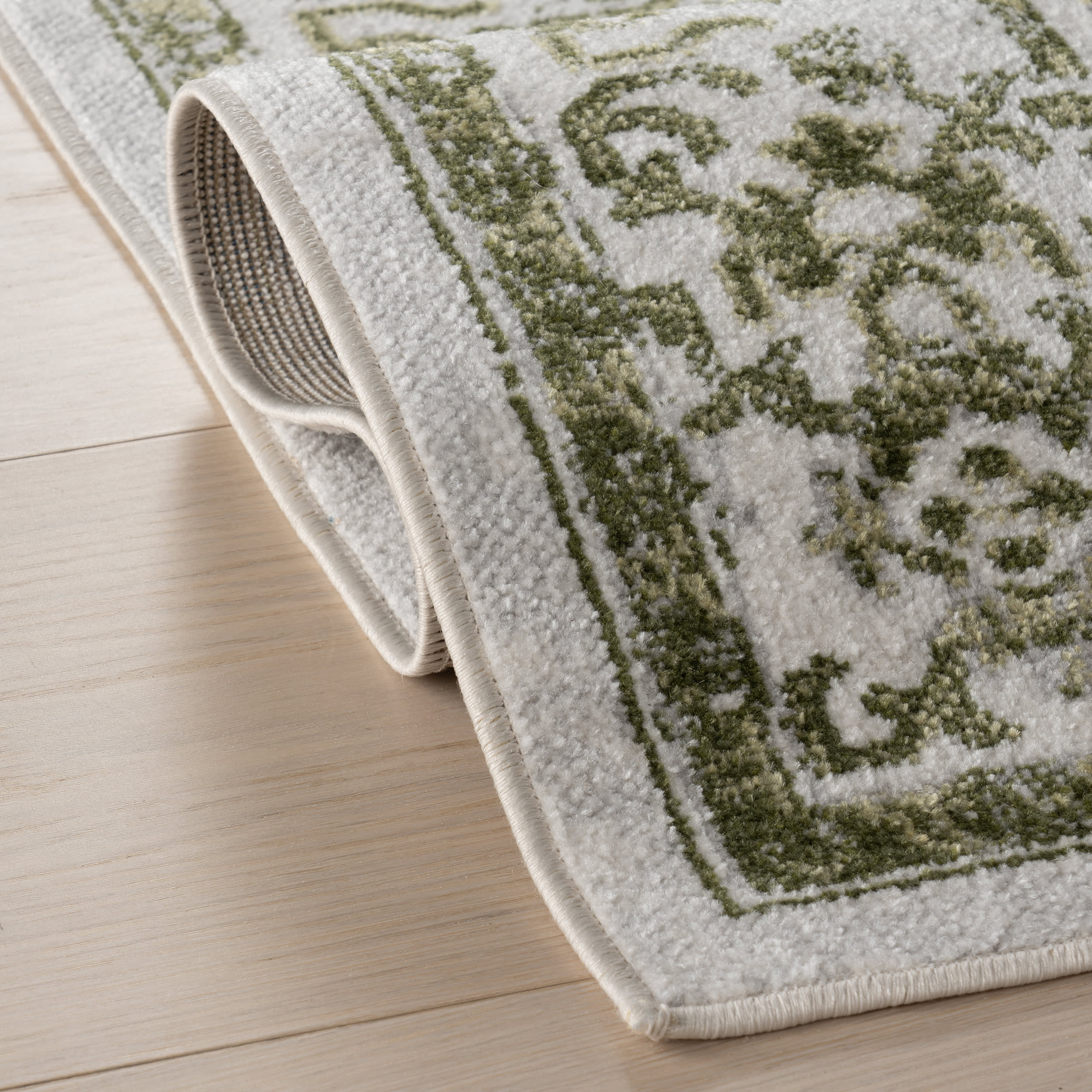 Charlisa Washable Faded Snowflake Rug | Green - Image 11