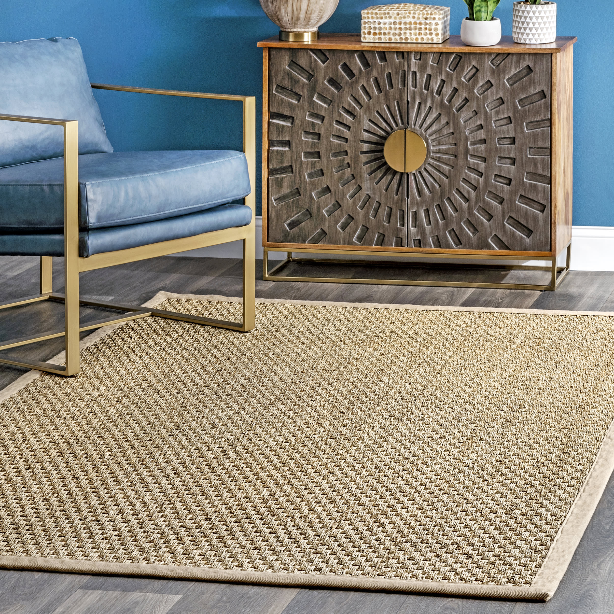 Checker Weave Seagrass Rug | Natural - Image 2