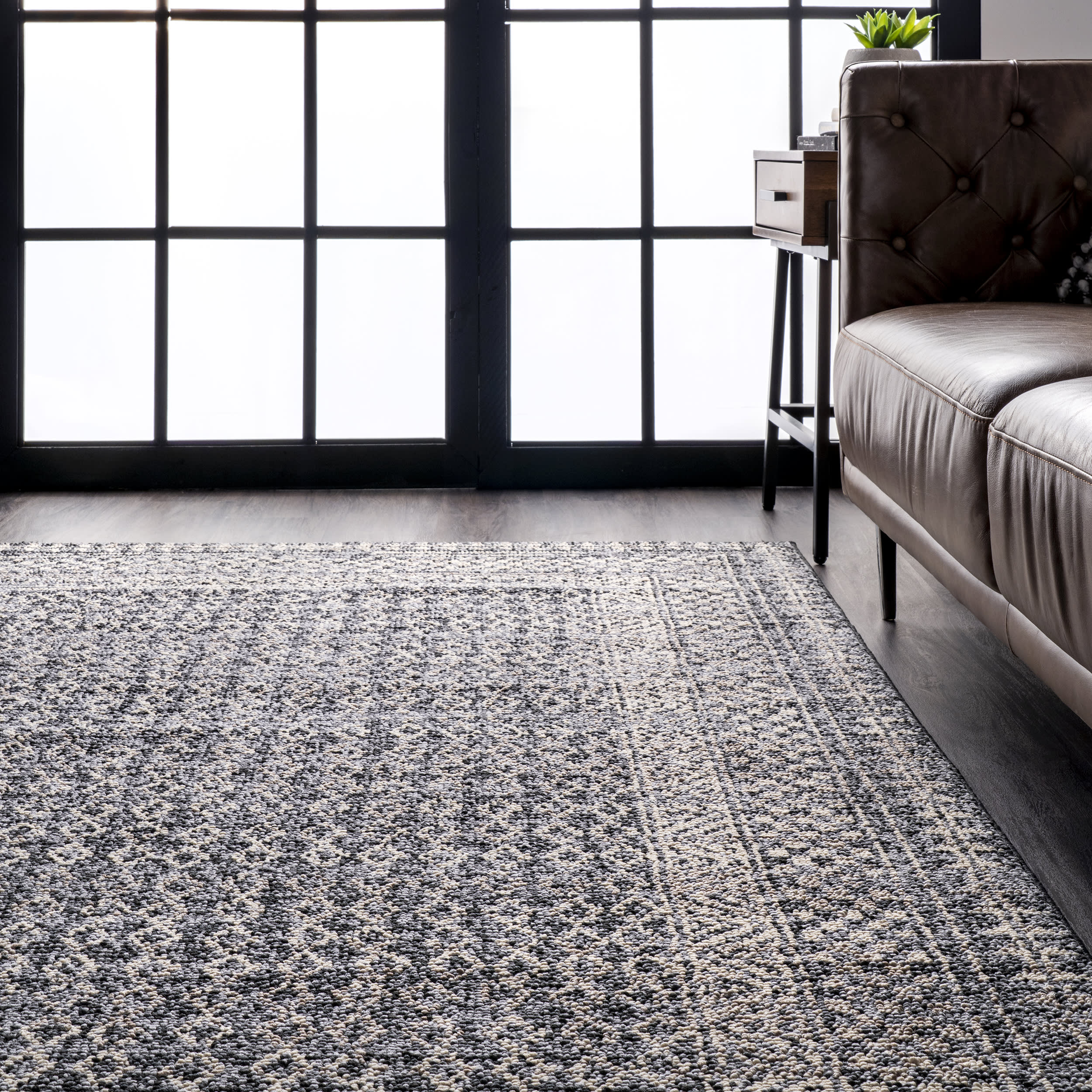 Checkered Diamonds Rug | Grey - Image 4