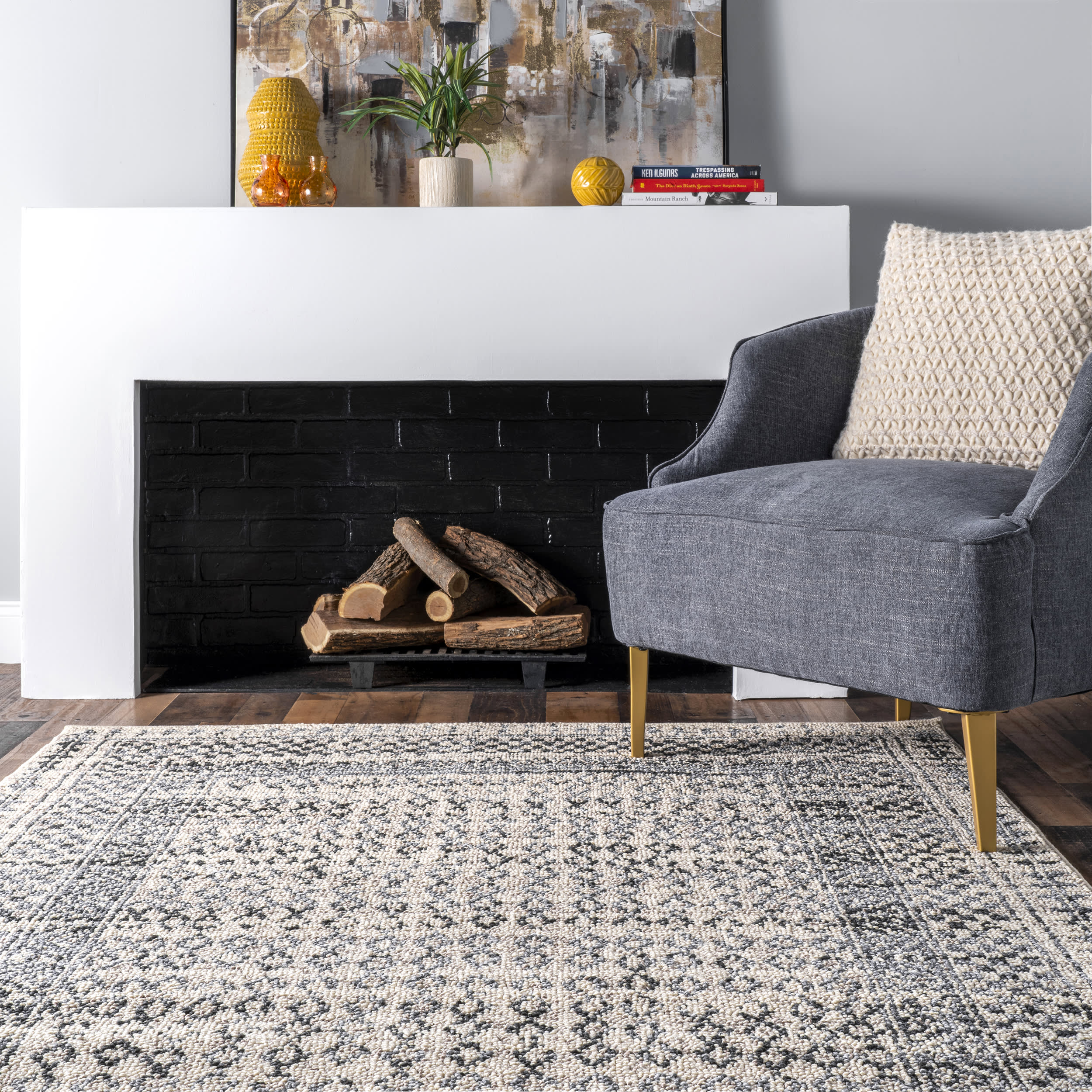 Checkered Diamonds Rug | Light Grey - Image 4