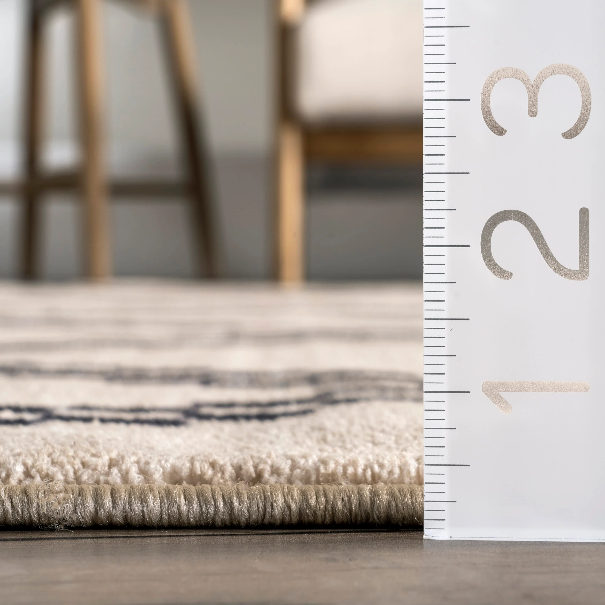 Checkered Moroccan Tassel Non-Slip Backing Rug | Off White - Image 5