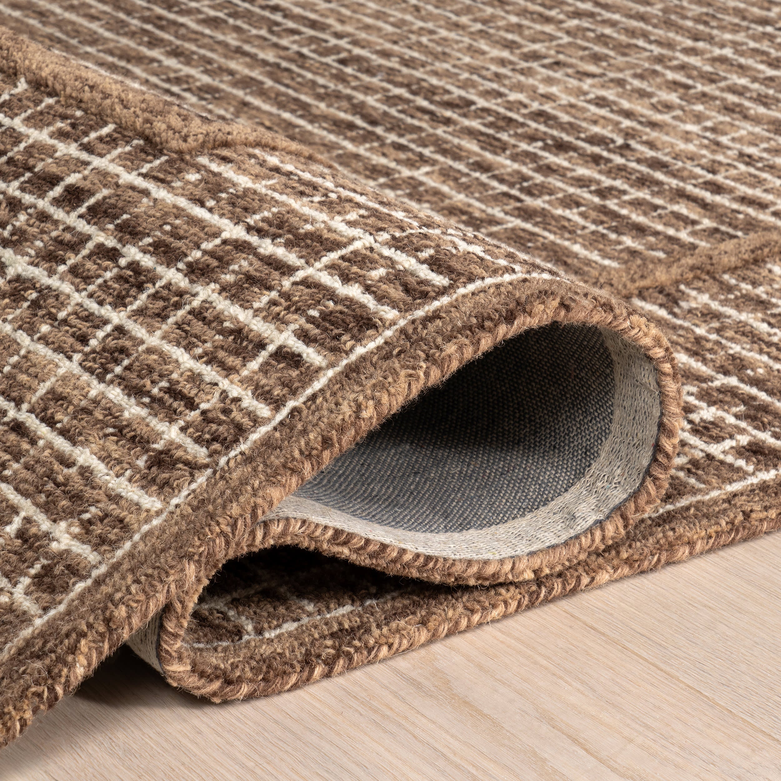 Chessie Checked Wool Rug | Brown - Image 9