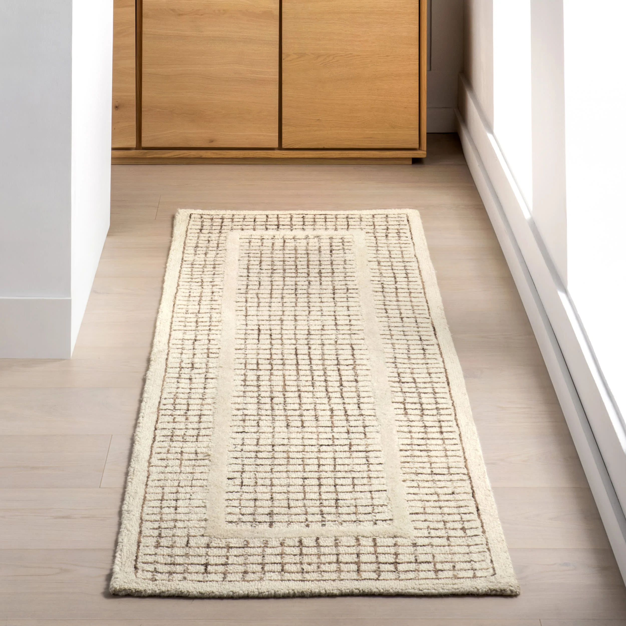 Chessie Checked Wool Rug | Ivory - Image 2