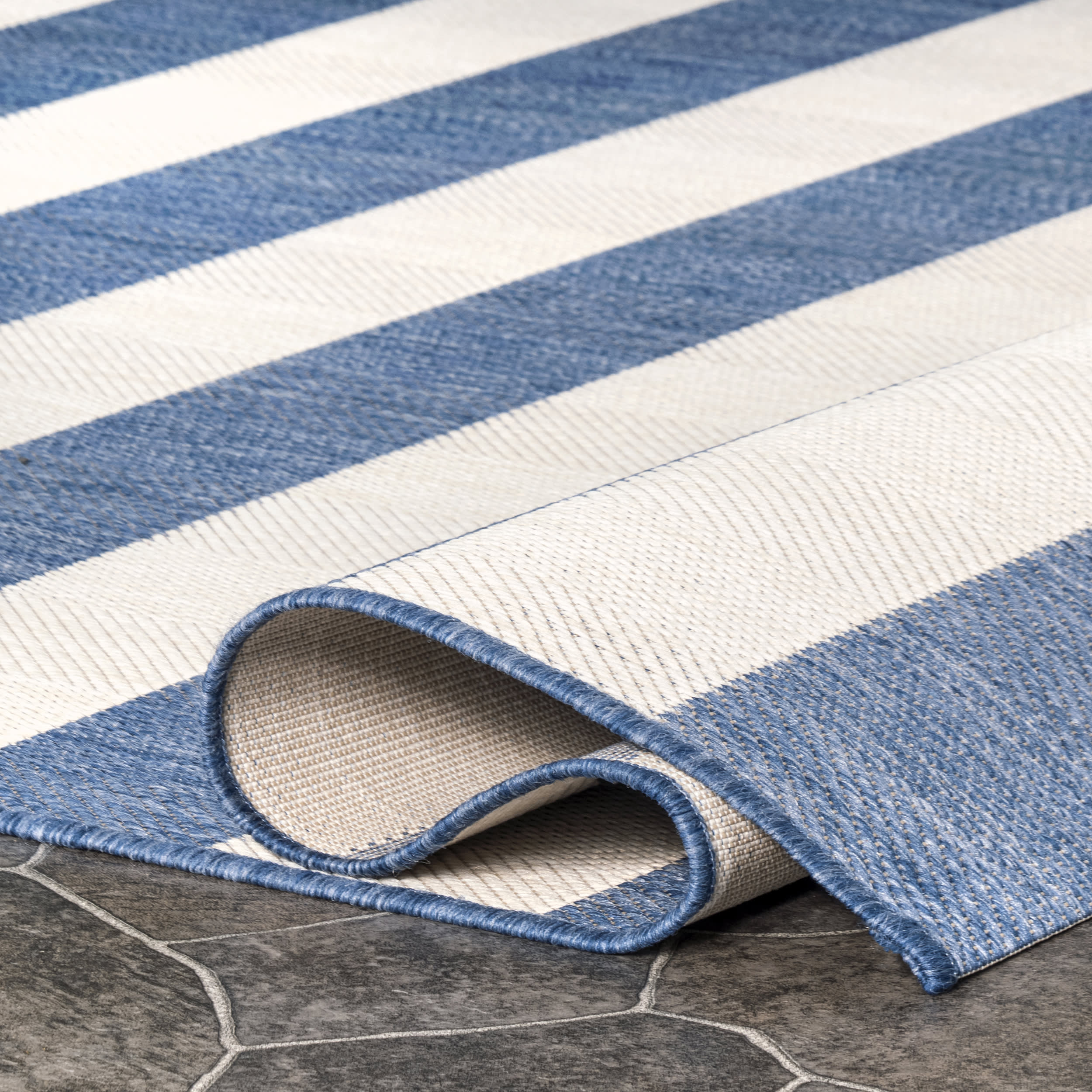 Chevron Stripes Indoor/Outdoor Rug | Blue - Image 2