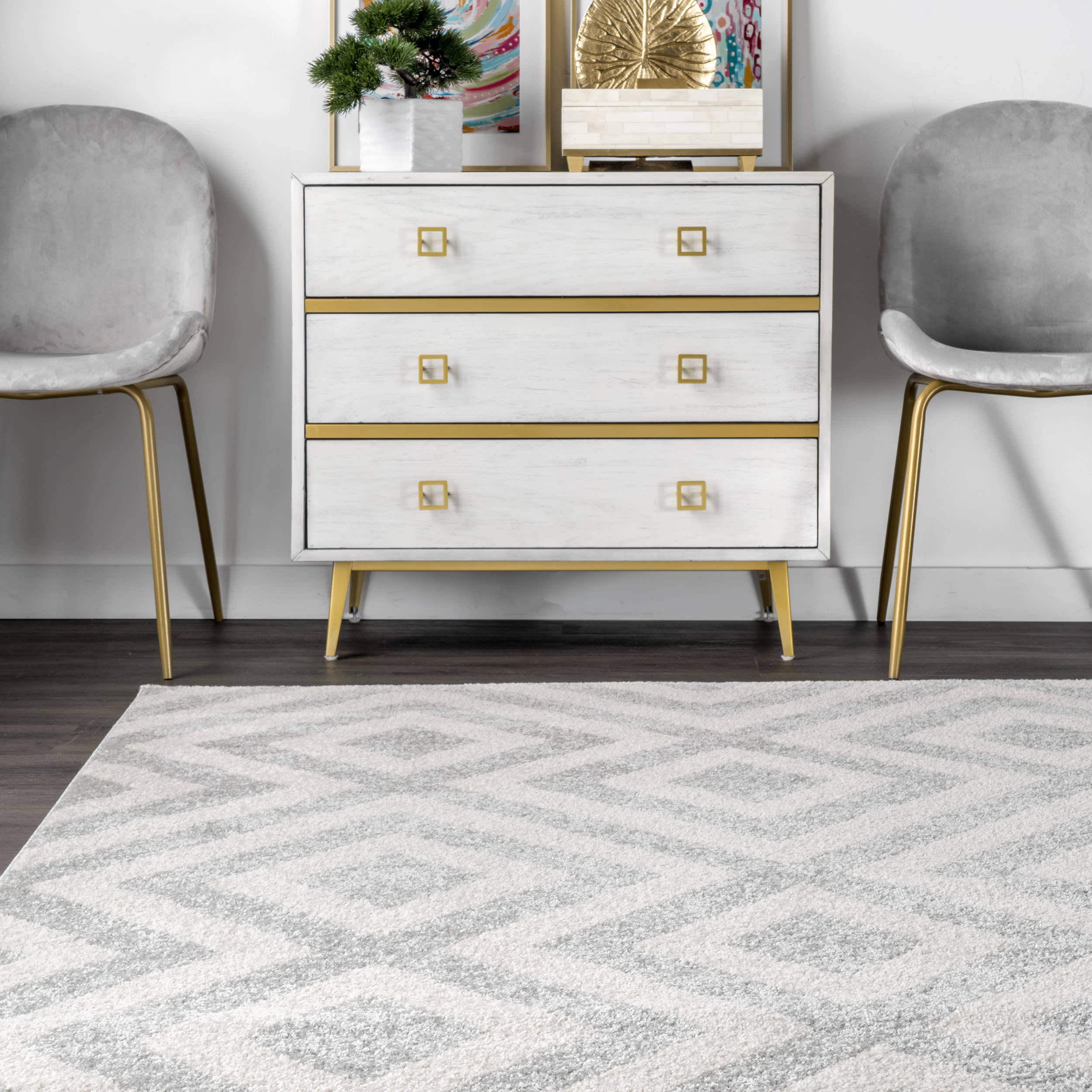 Chevron Stripes Rug | Light Grey - Image 4