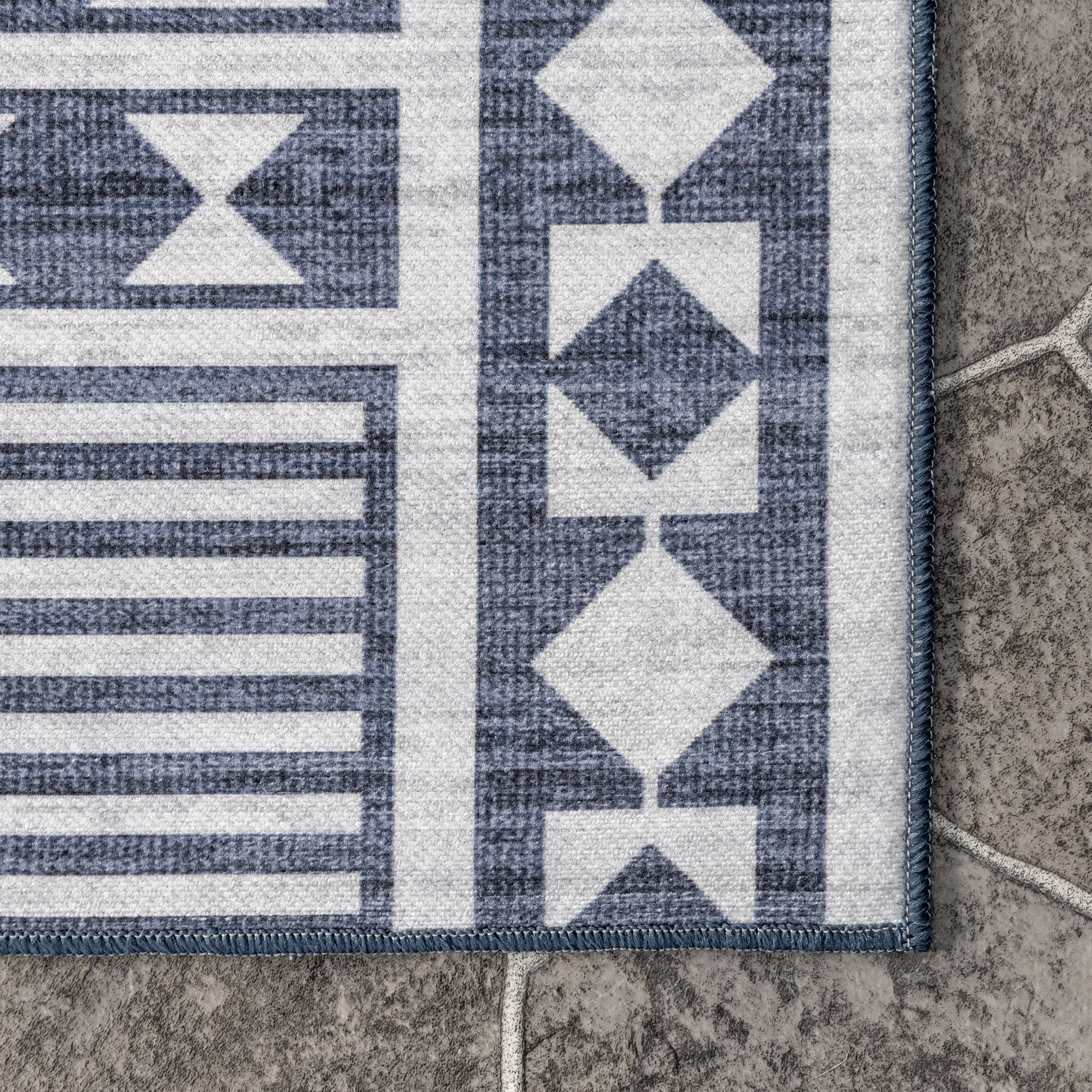 Chloe Striped Washable Indoor/Outdoor Rug | Blue - Image 3