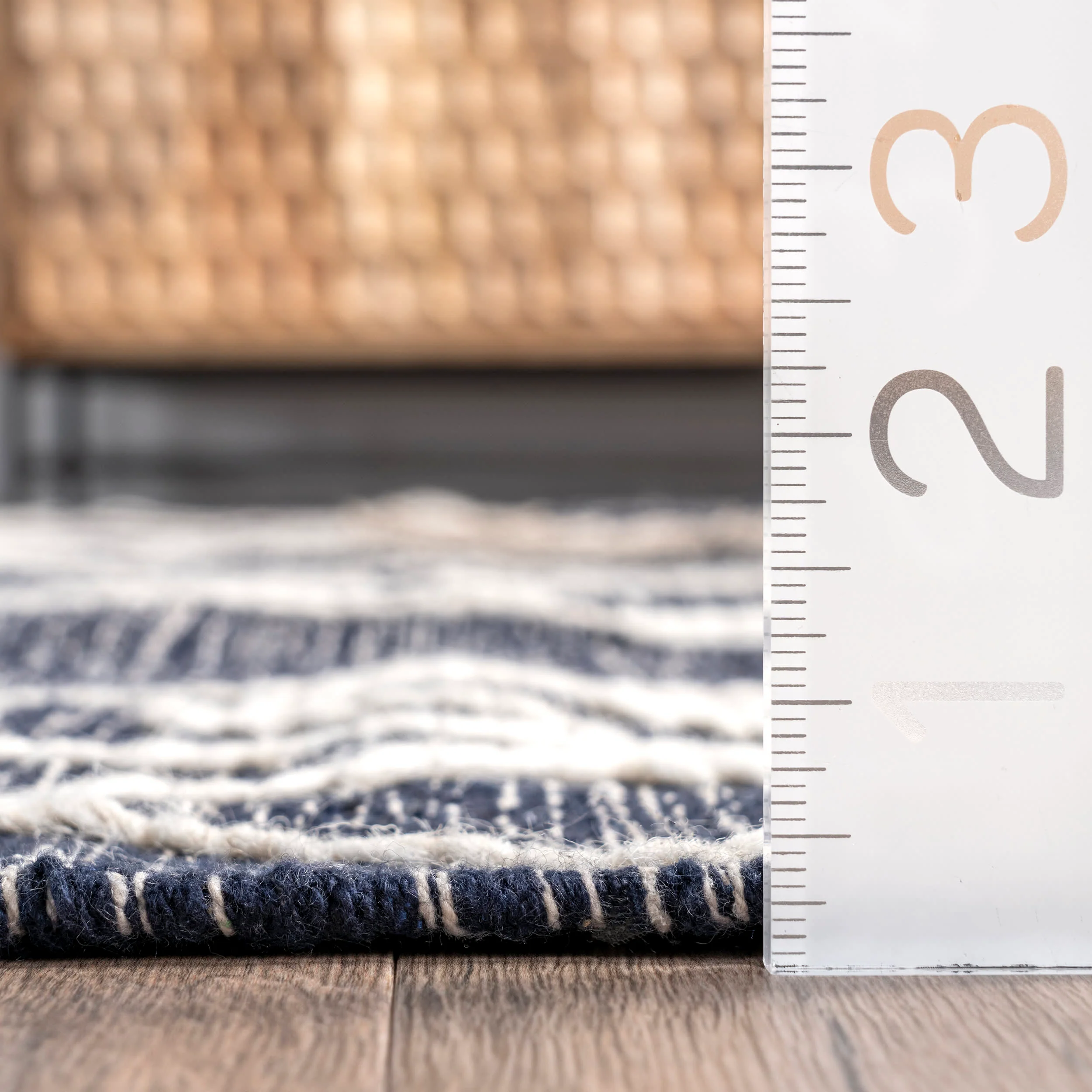 Chrissy Banded Tasseled Rug | Blue - Image 5
