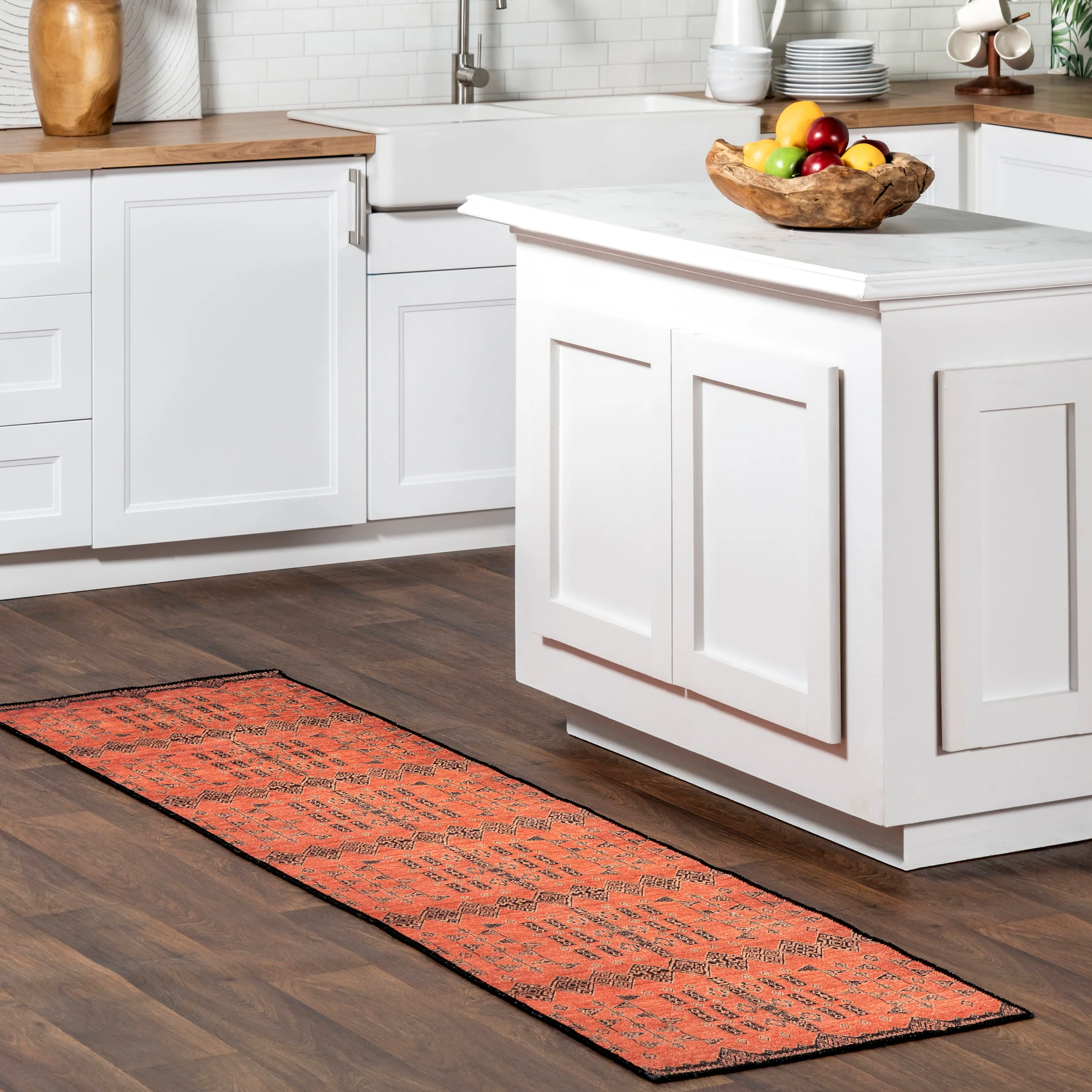 Christine Washable Paneled Rug | Rust - Image 2