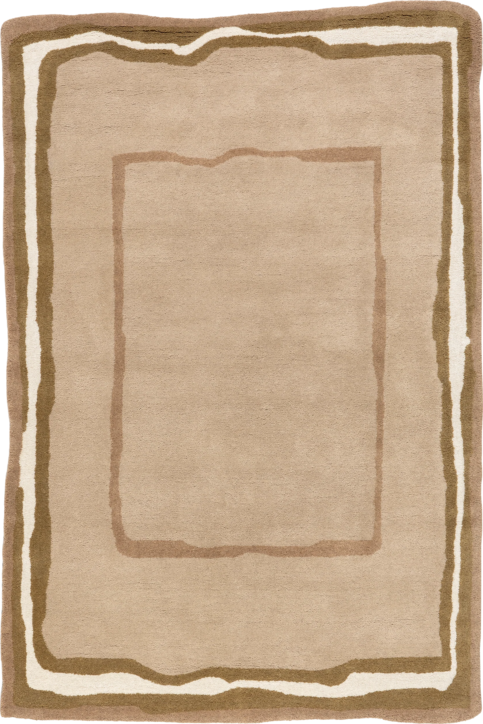 Churia Bordered Wool Rug | Taupe