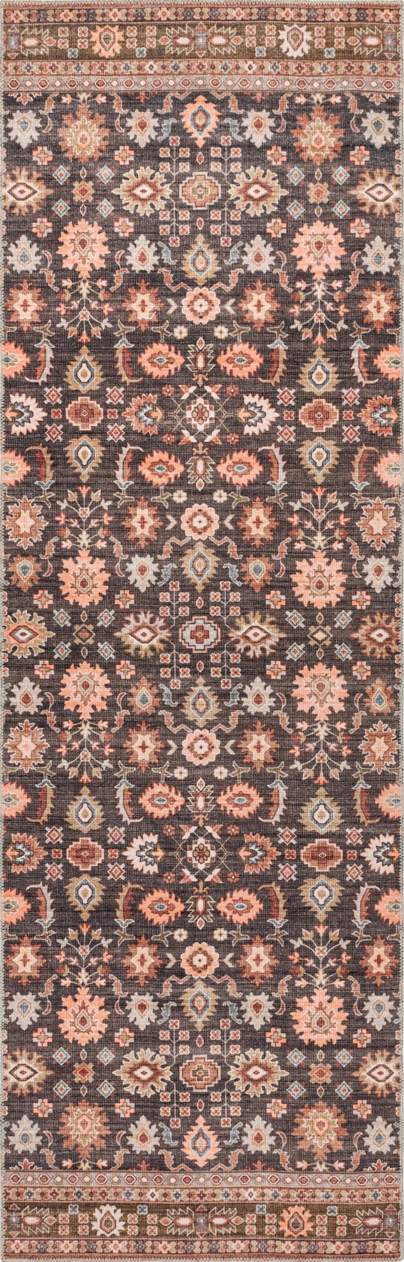Claire Washable Floral Rug | Brown