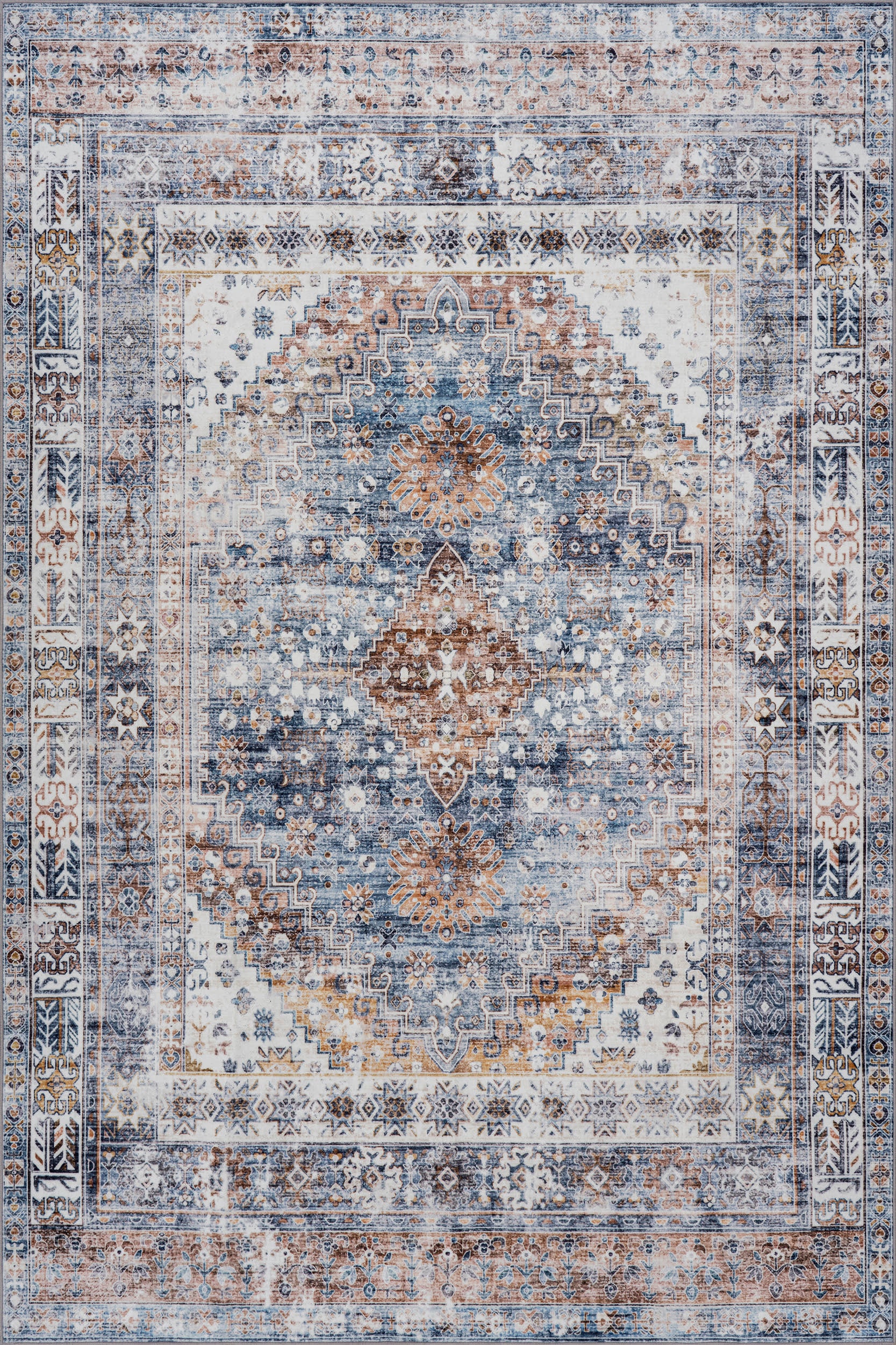 Clarese Oriental and Persian Washable Rug | Blue