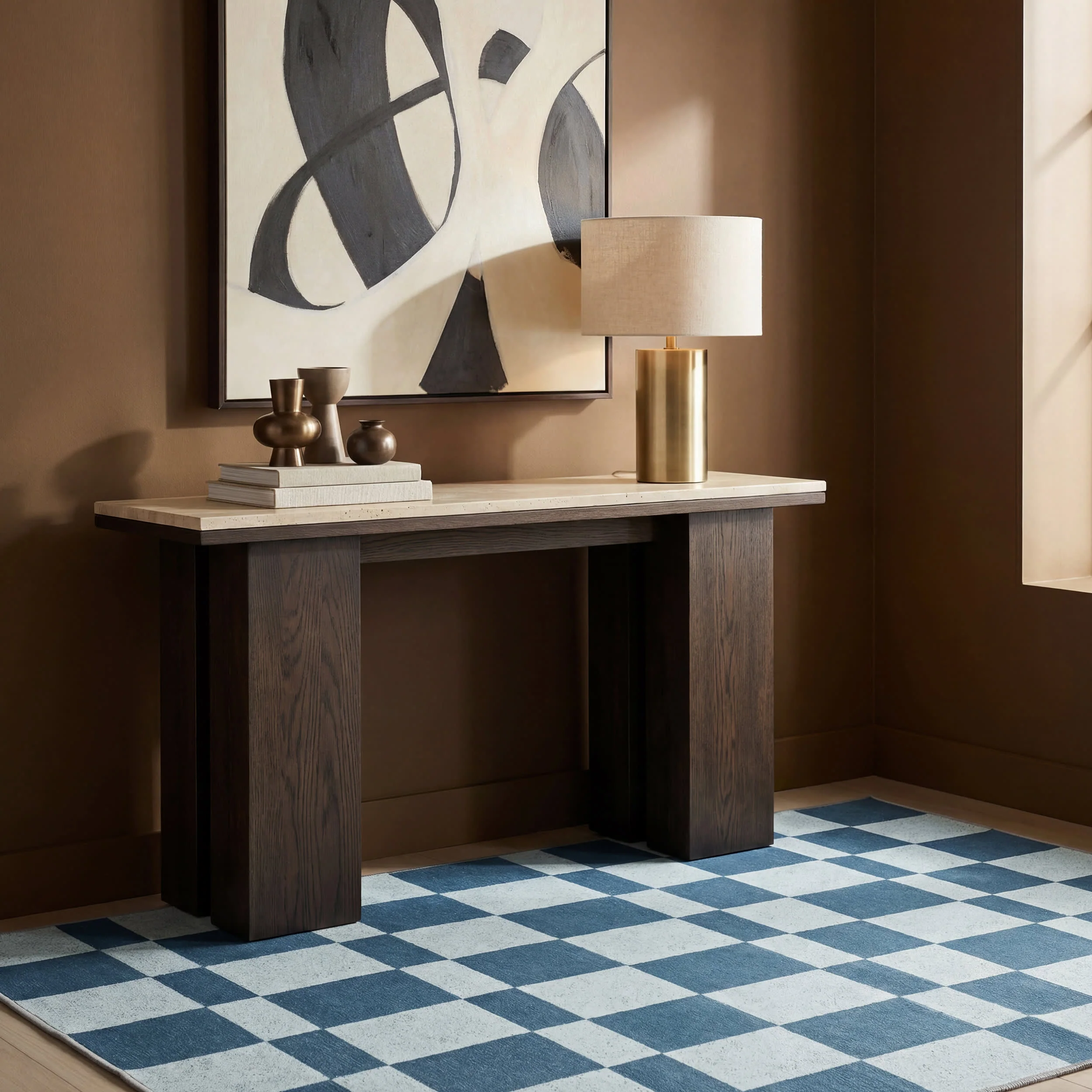 Classic Court Checkered Washable Rug by Society6 | Blue - Image 10