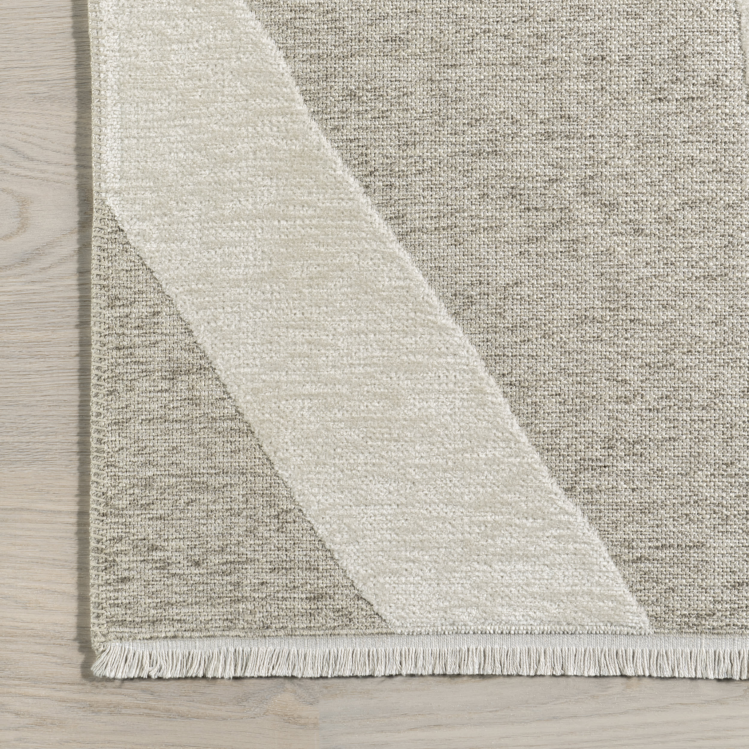 Claude Abstract Fringed Reversible Washable Rug | Cream - Image 3
