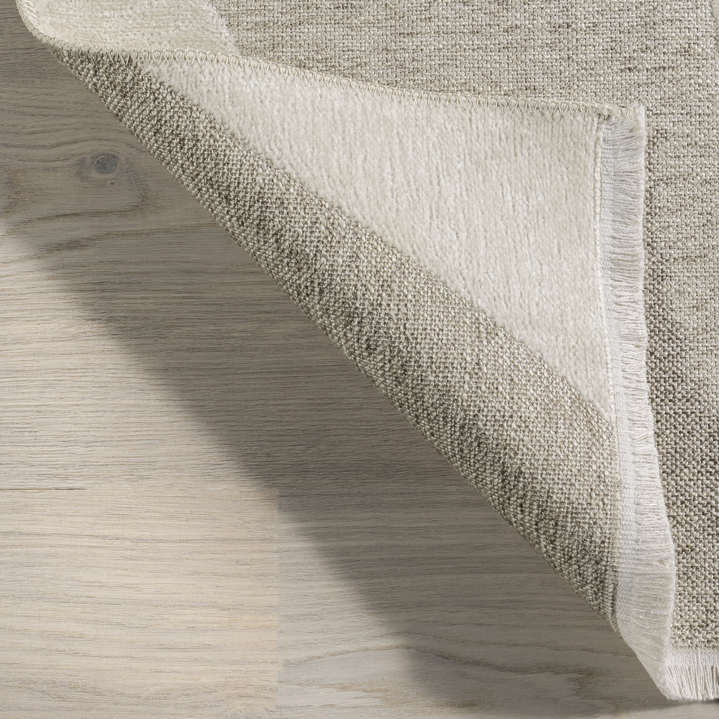 Claude Abstract Fringed Reversible Washable Rug | Cream - Image 6