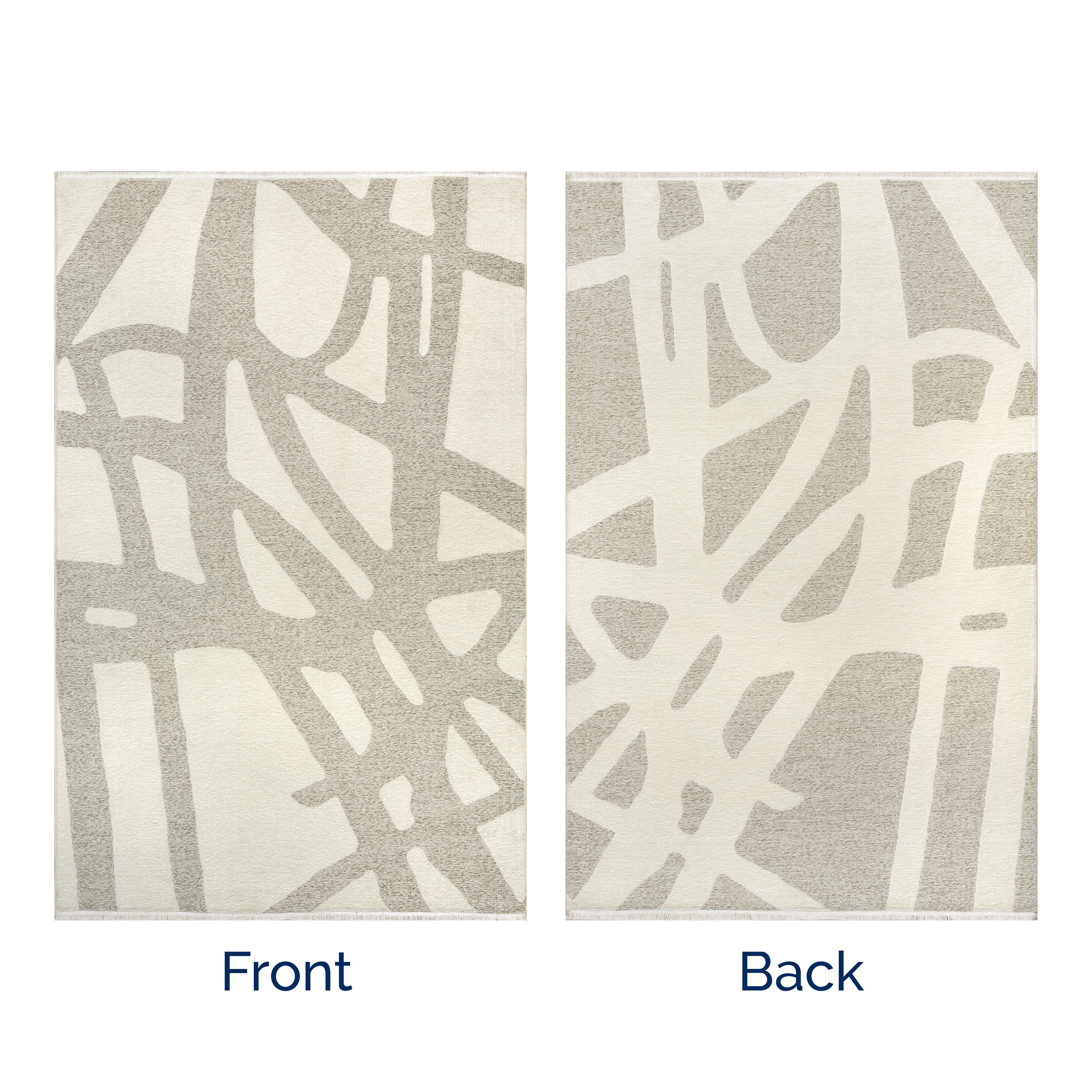 Claude Abstract Fringed Reversible Washable Rug | Cream - Image 8
