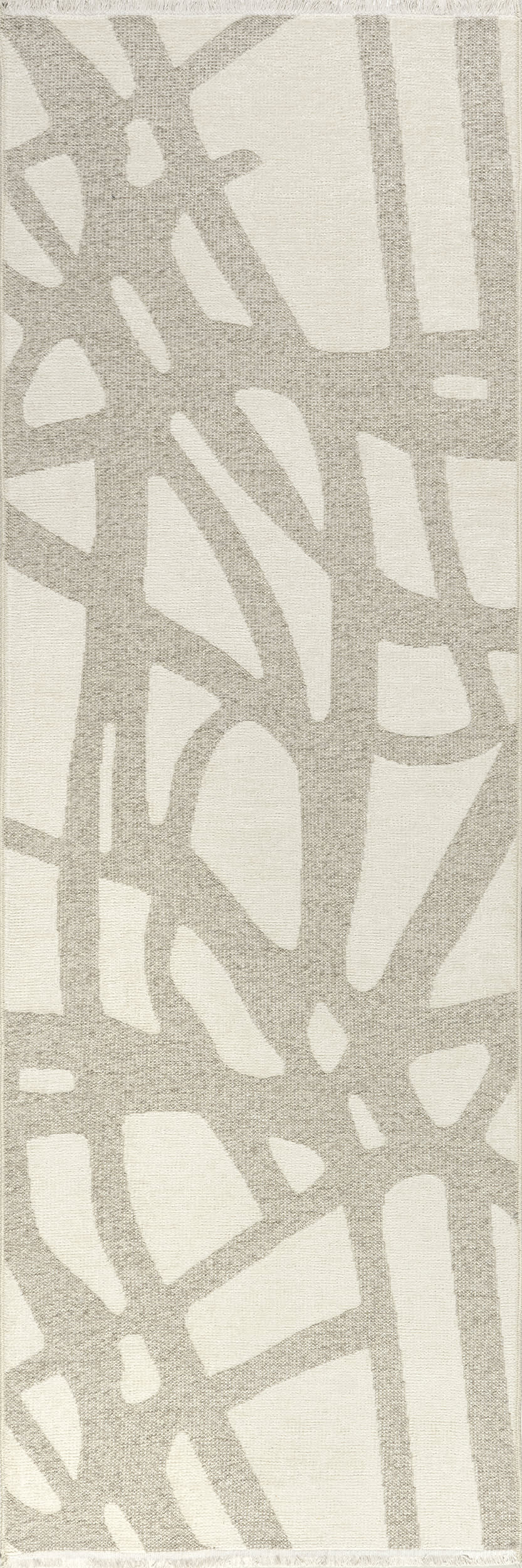 Claude Abstract Fringed Reversible Washable Rug | Cream