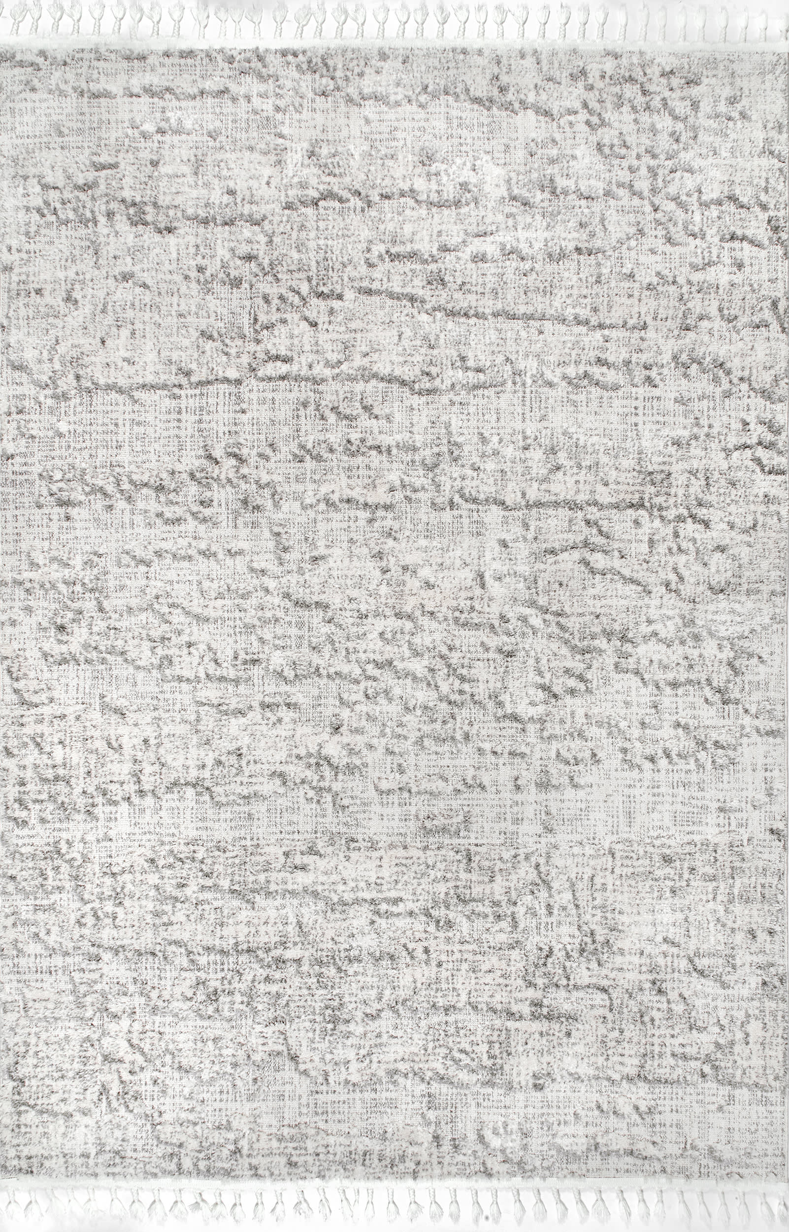 Cloudy Abstract Tasseled Rug | Grey