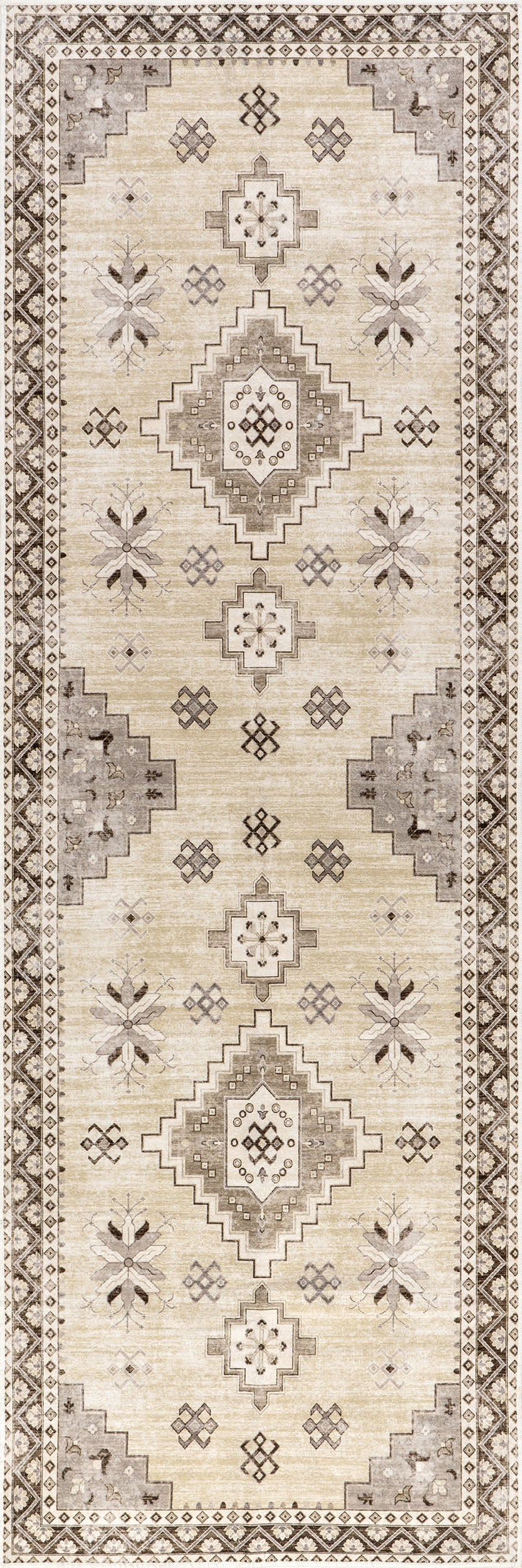 Clovebud Medallion Washable Rug | Beige