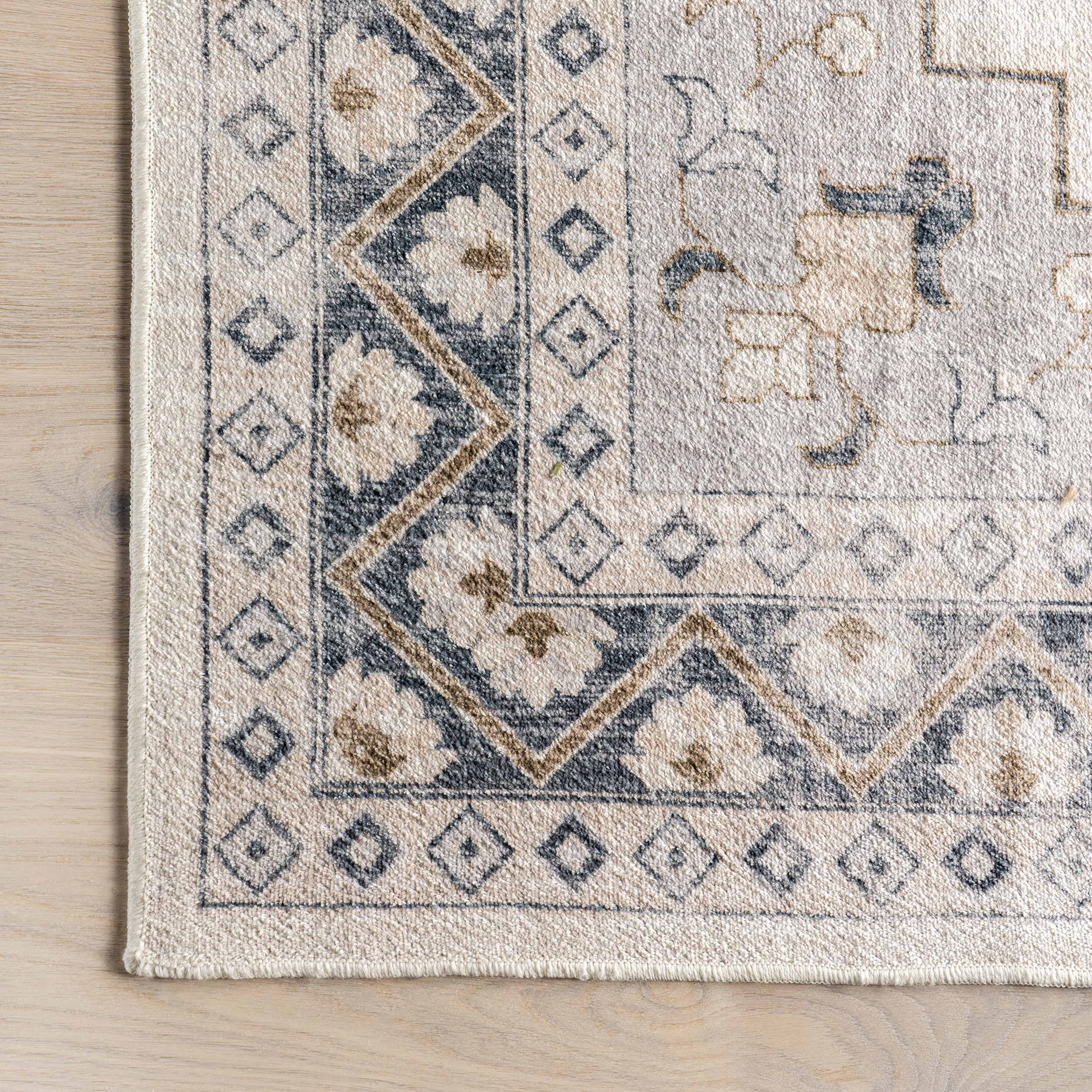 Clovebud Medallion Washable Rug | Grey - Image 4