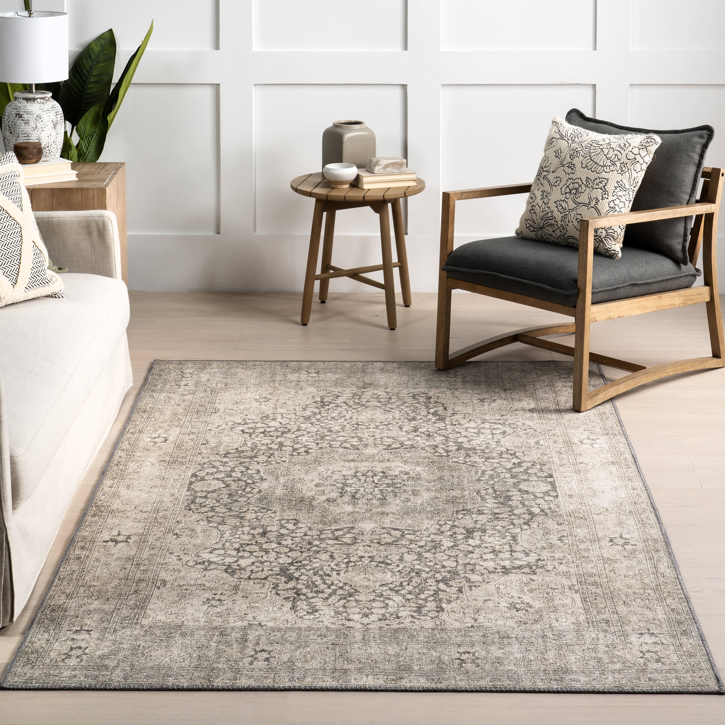 Colts Neck Antiqued Jute-Blend Rug | Grey - Image 5
