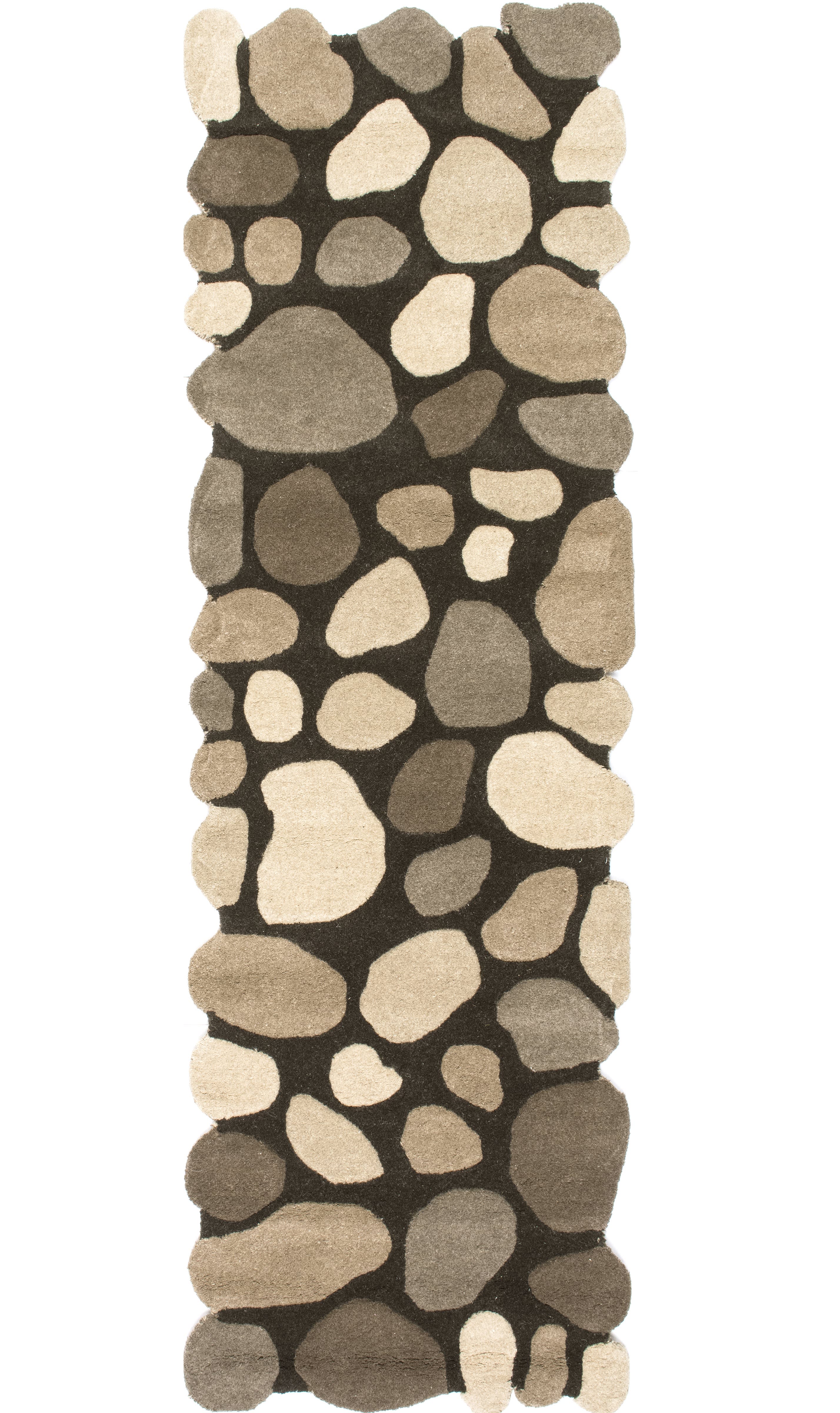 Contemporary Handmade Wool Pebbles Cobblestone Rug | Natural - Image 5