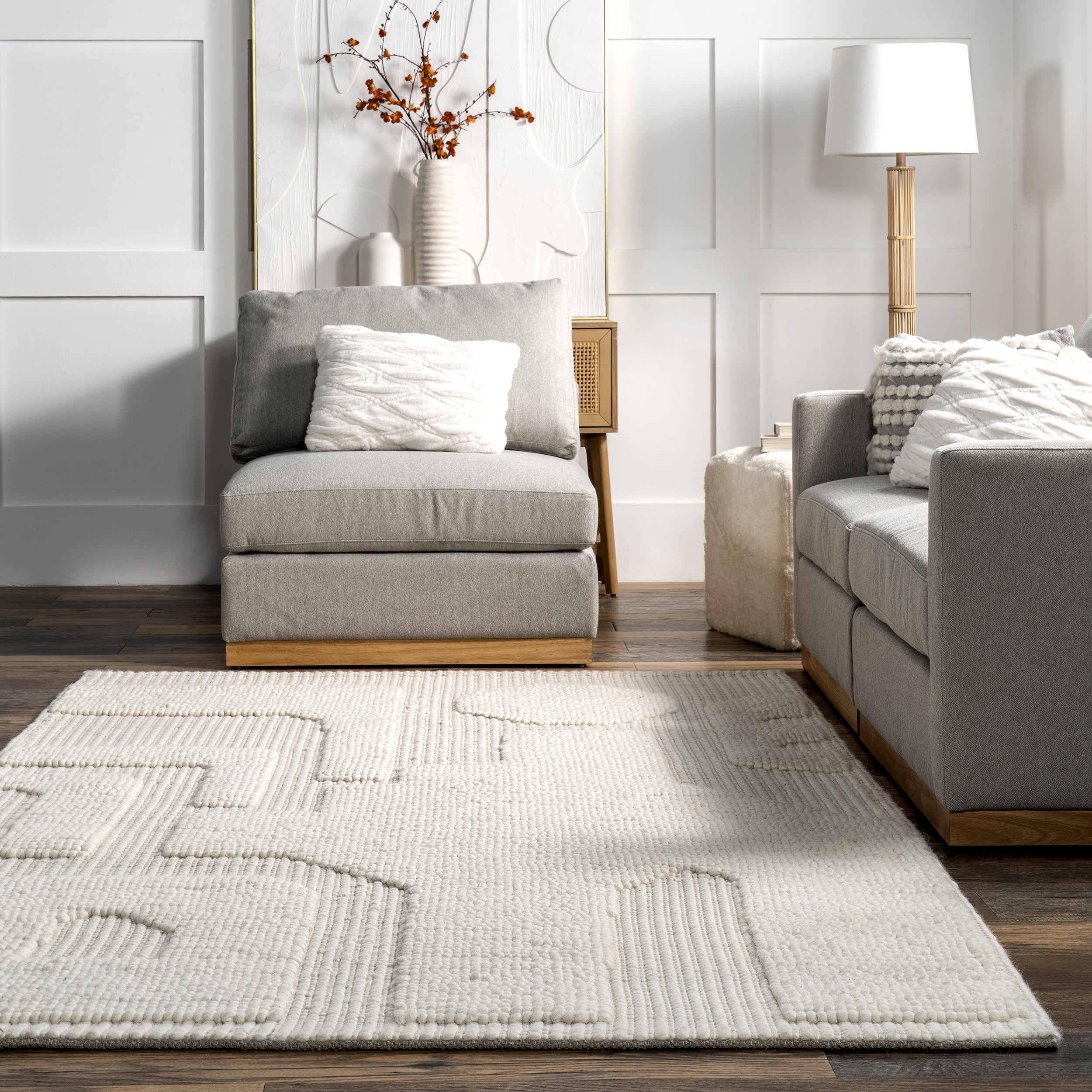 Corah Abstract High-Low Rug | Ivory - Image 4