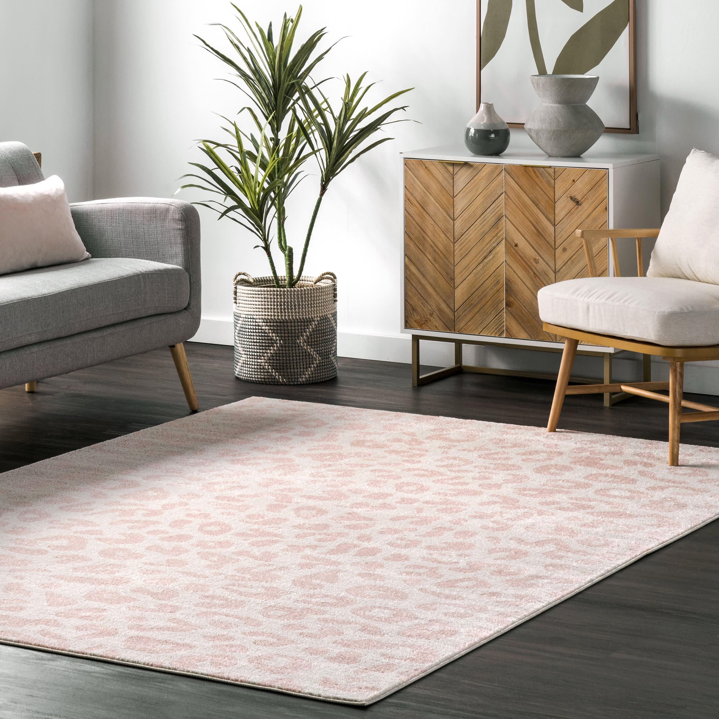 Coraline Leopard Printed Rug | Baby Pink - Image 2