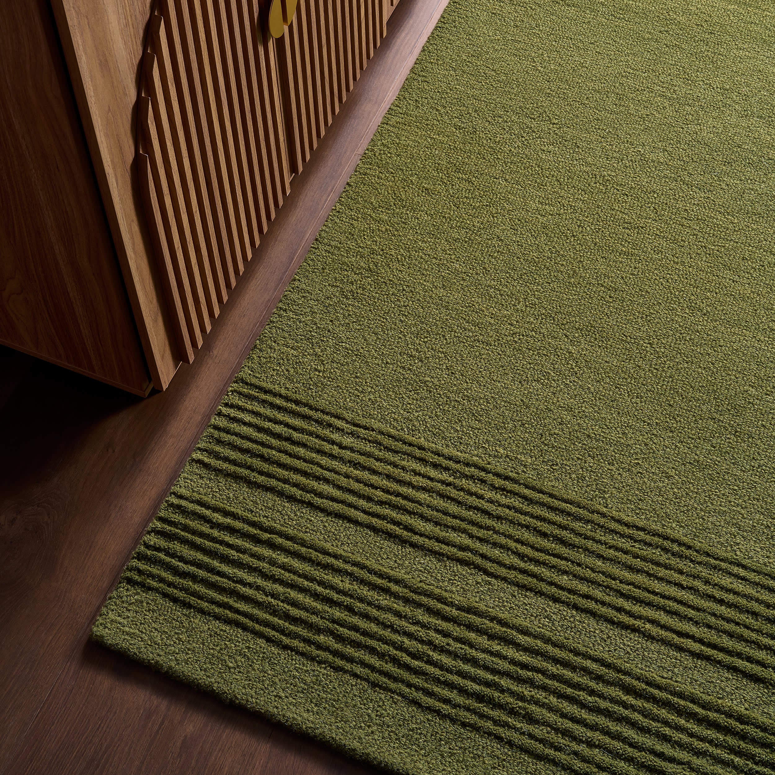 Cotina Modern Bordered Handmade Wool Rug | Green - Image 3