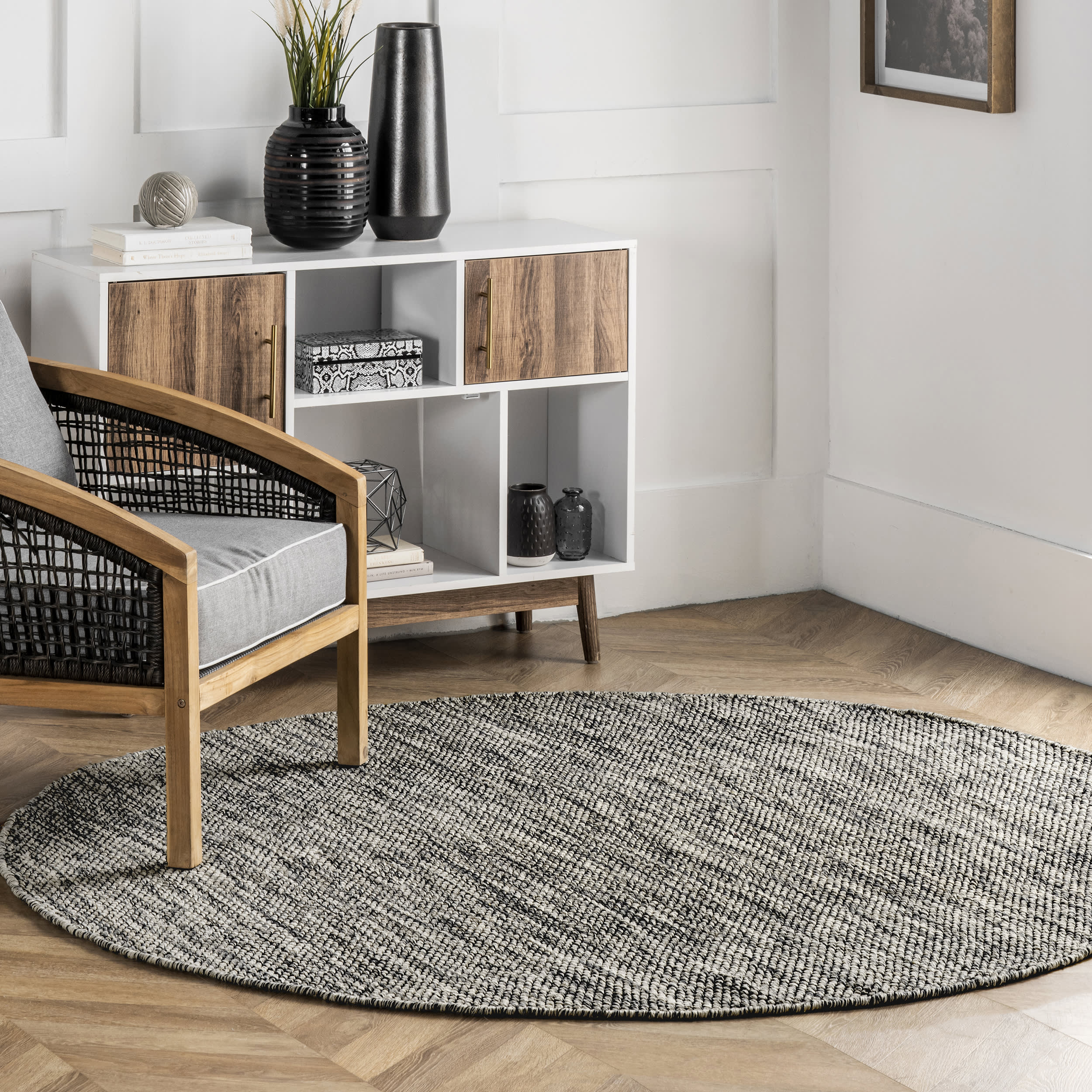 Cotton Solid Flatweave Rug | Grey - Image 2