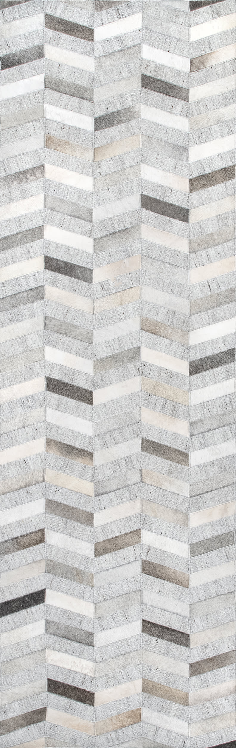 Cowhide Herringbone Rug | Silver