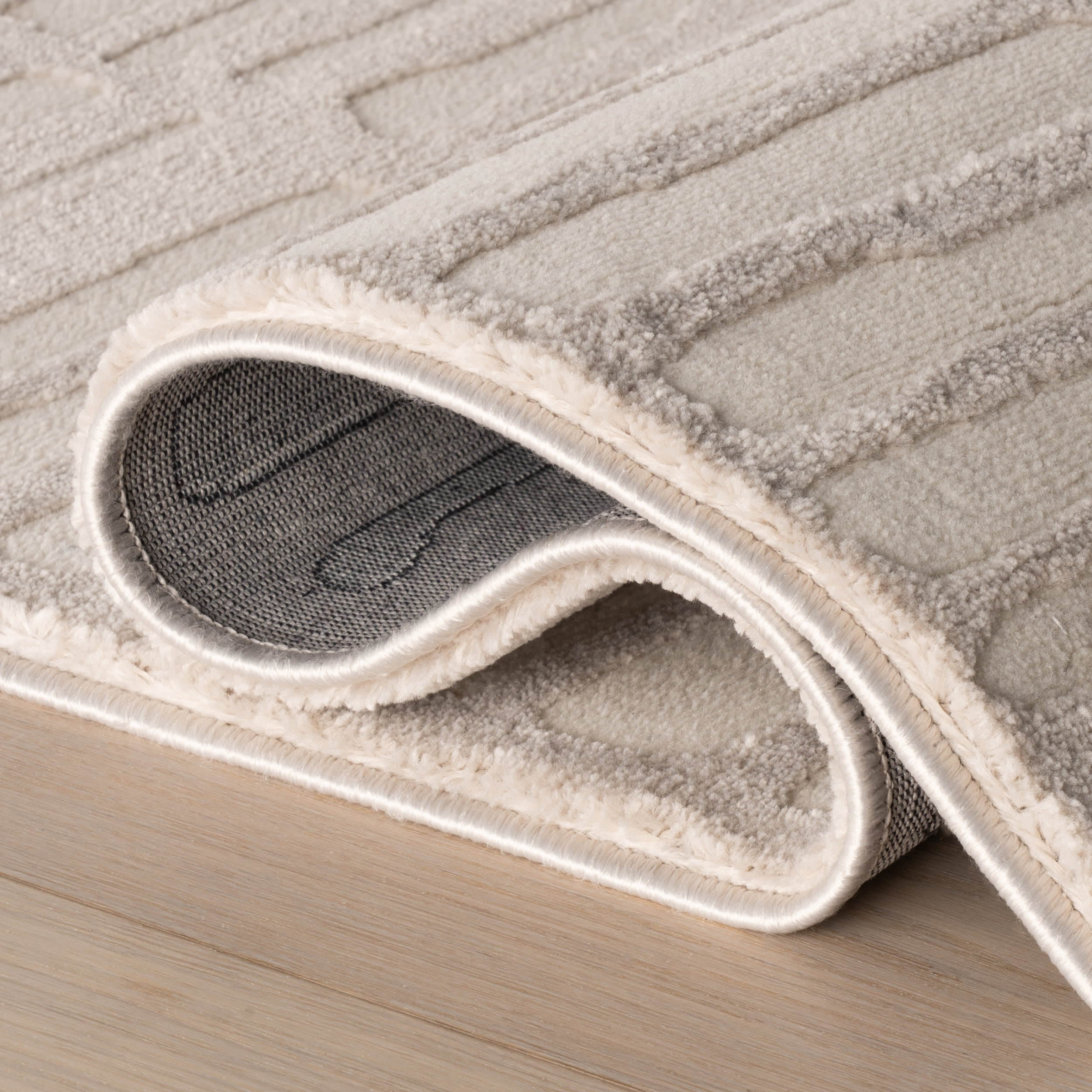 Cranbury Plush Textured Washable Rug | Cream/Grey - Image 9