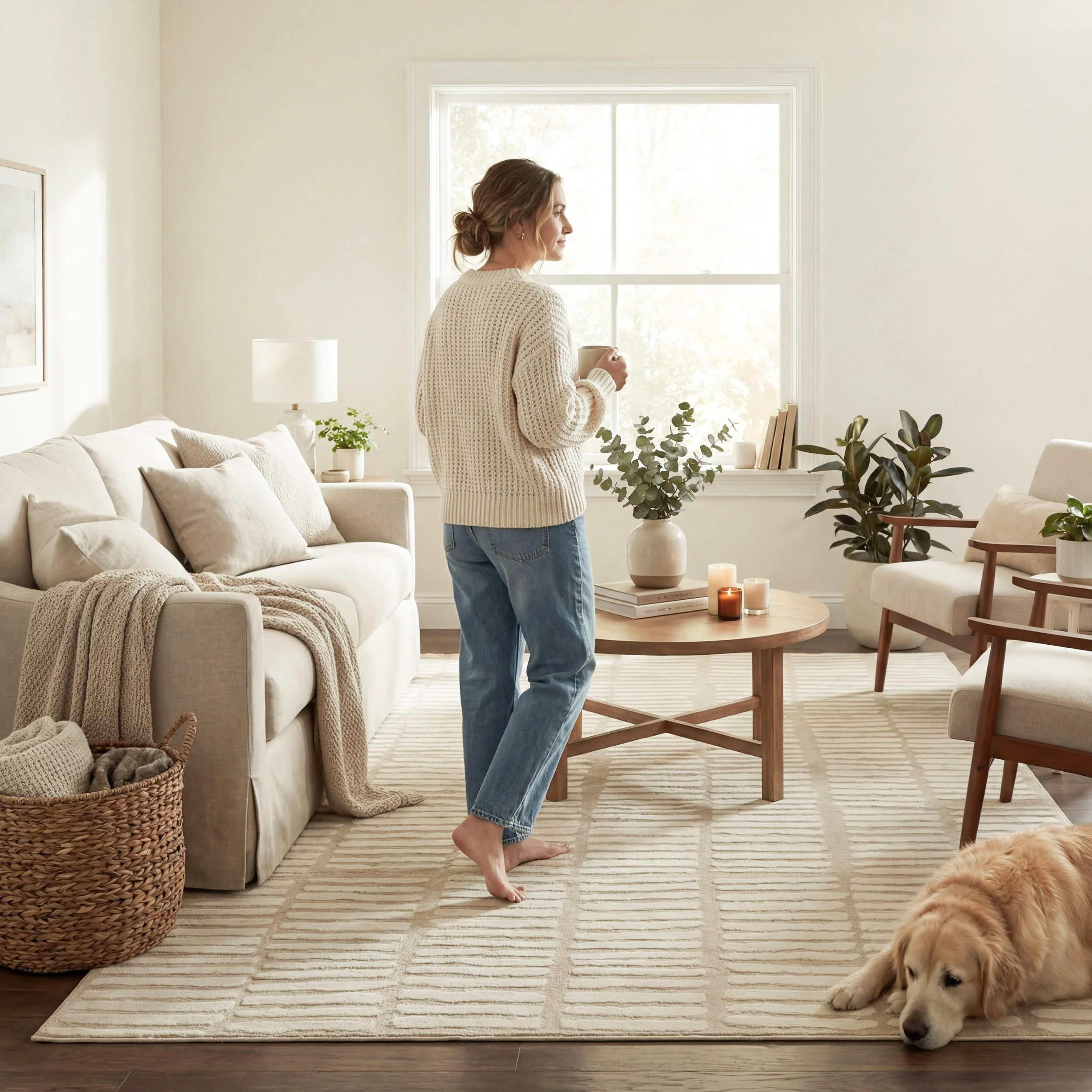 Cranbury Plush Textured Washable Rug | Cream - Image 8