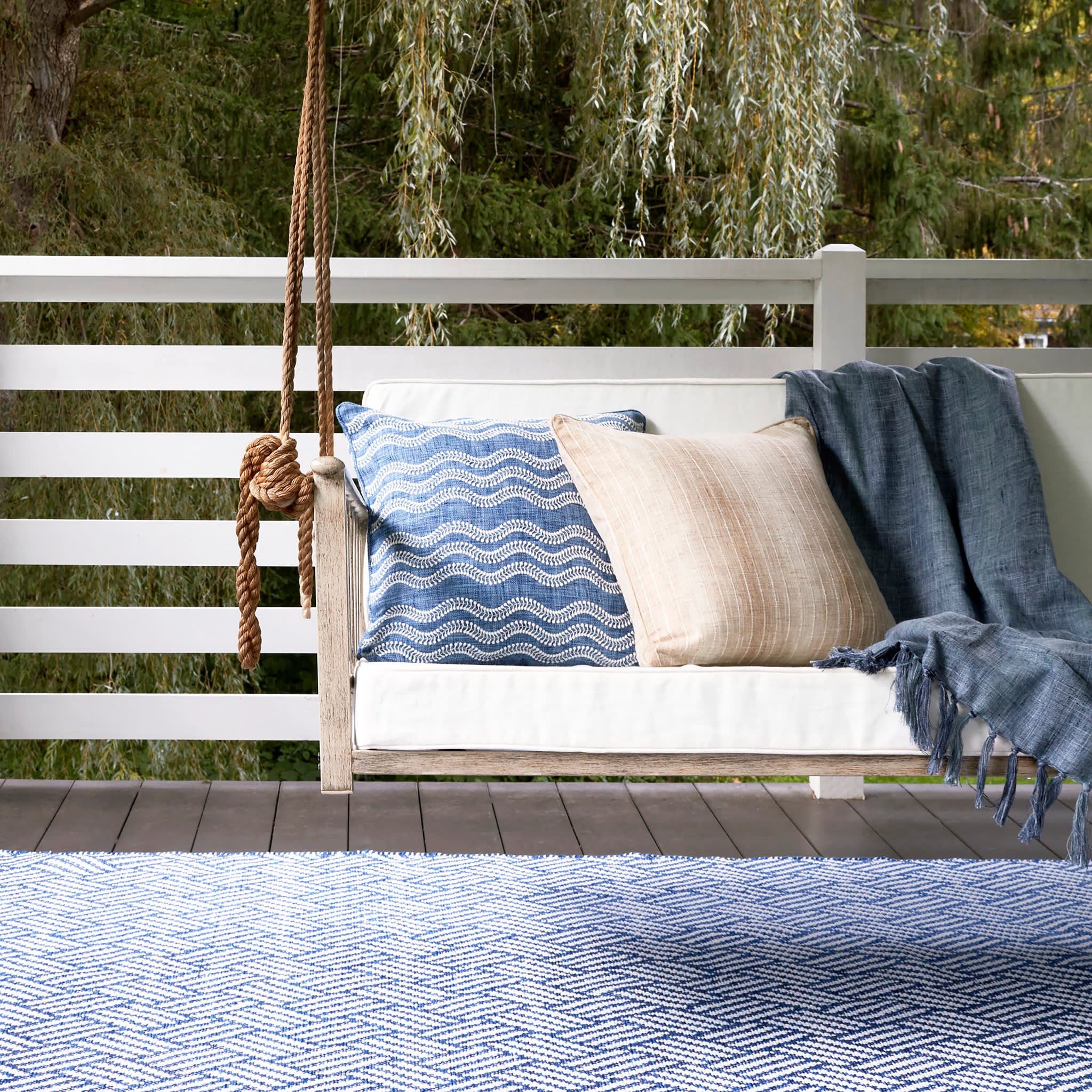 Crisscross Handwoven Indoor/Outdoor Rug | Denim - Image 2