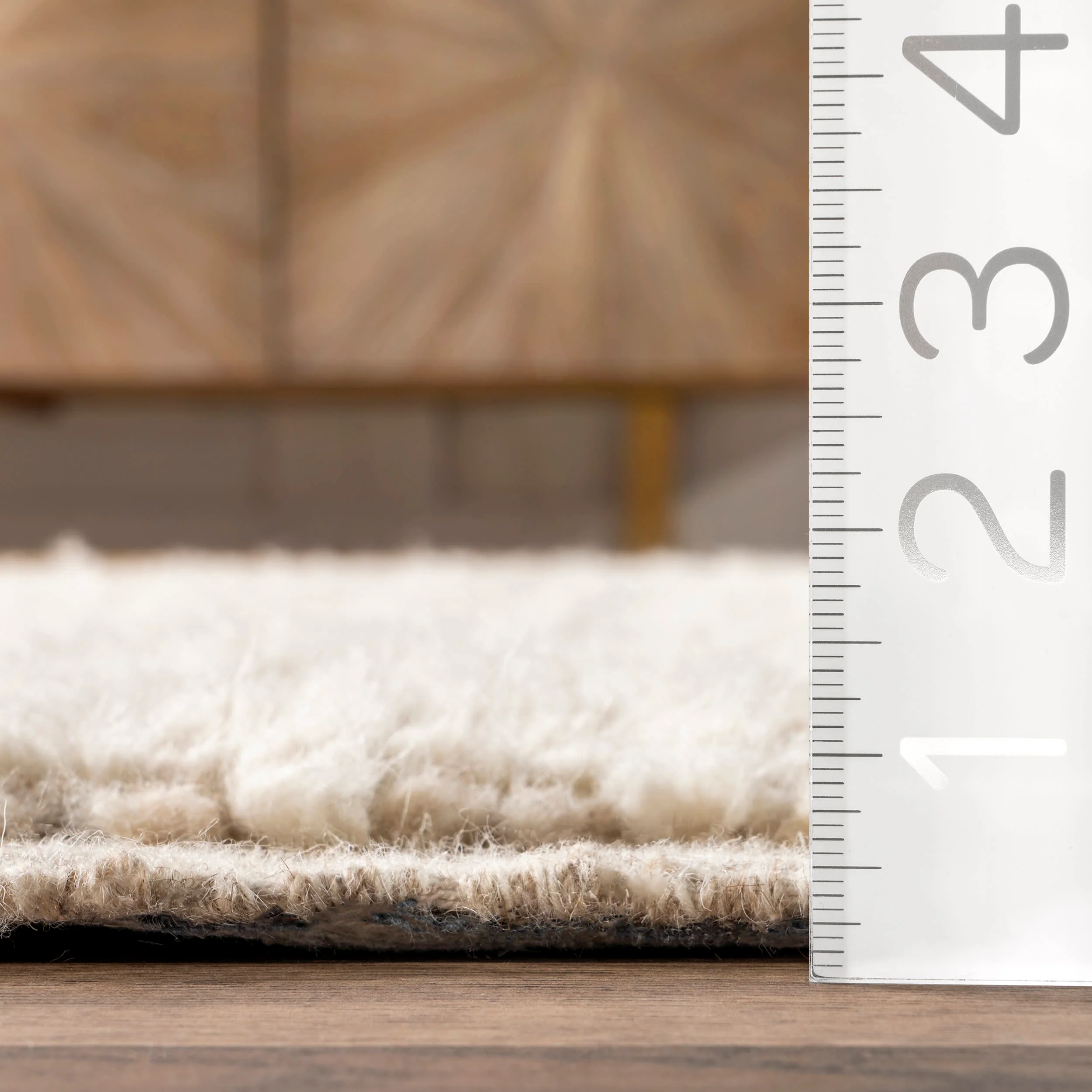 Crissy Crosshatch Shag Rug | Beige - Image 4