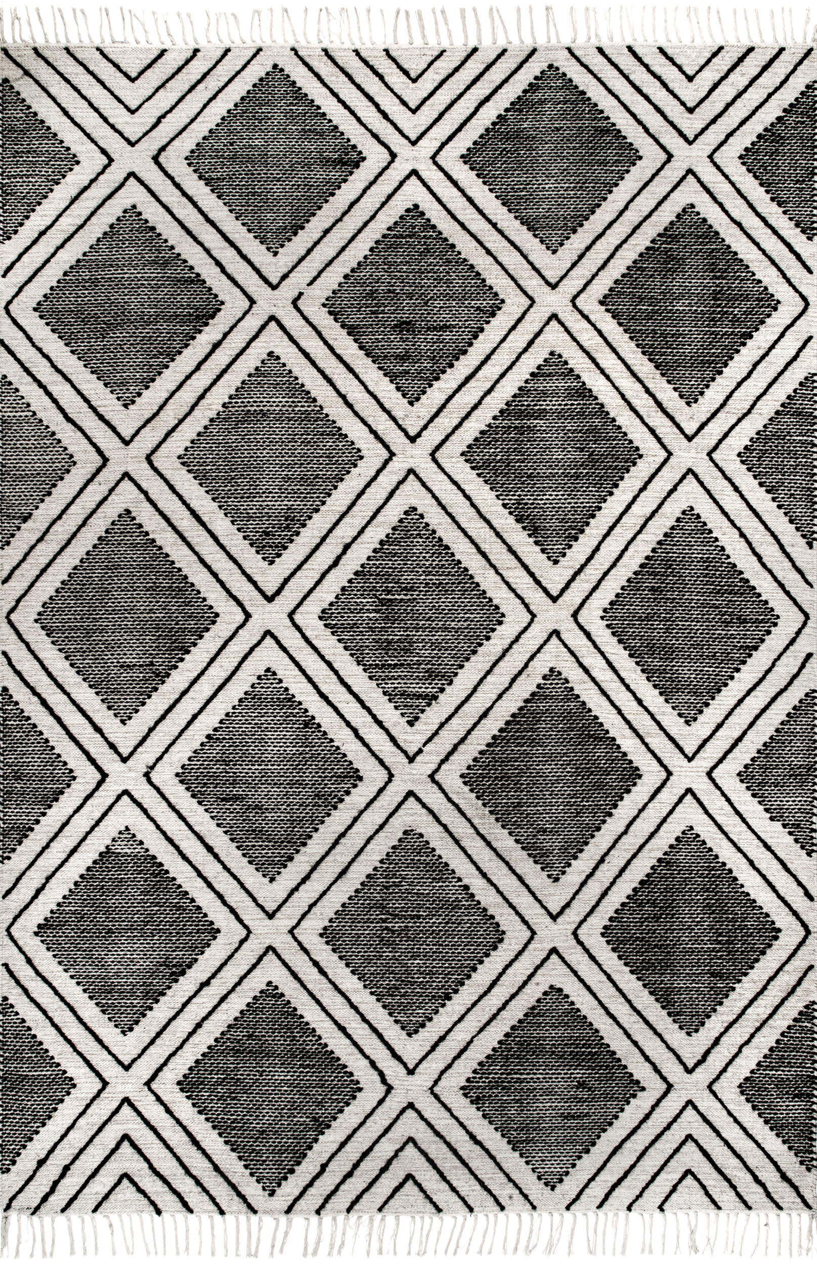 Crosshatched Diamonds Rug | Black