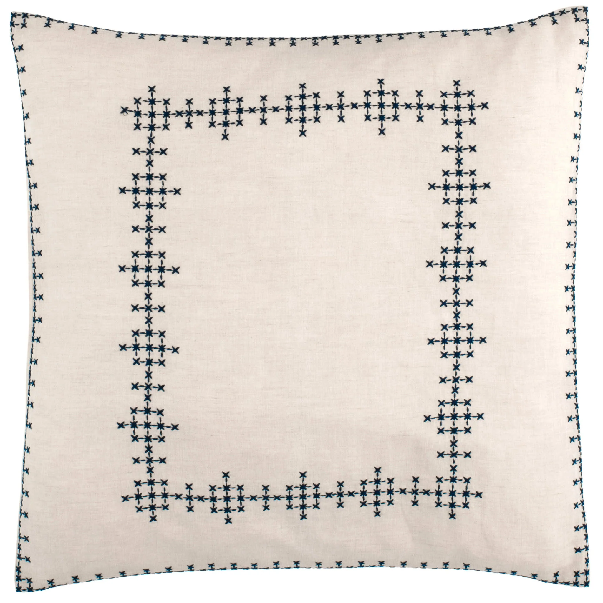 Cross-Stitch Linen Sham | Navy - Image 6