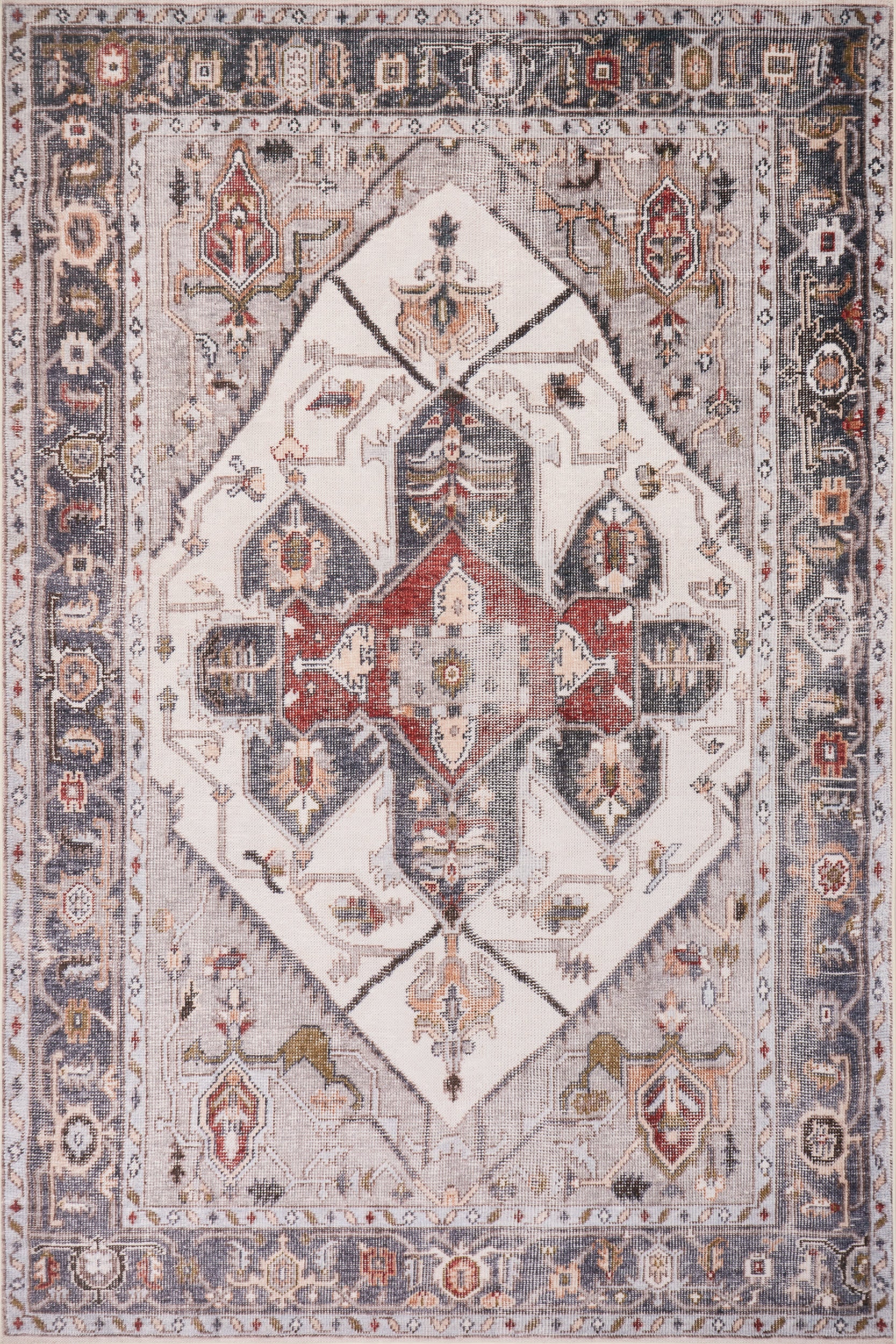 Crystalline Medallion Spill Proof Washable Rug | Beige