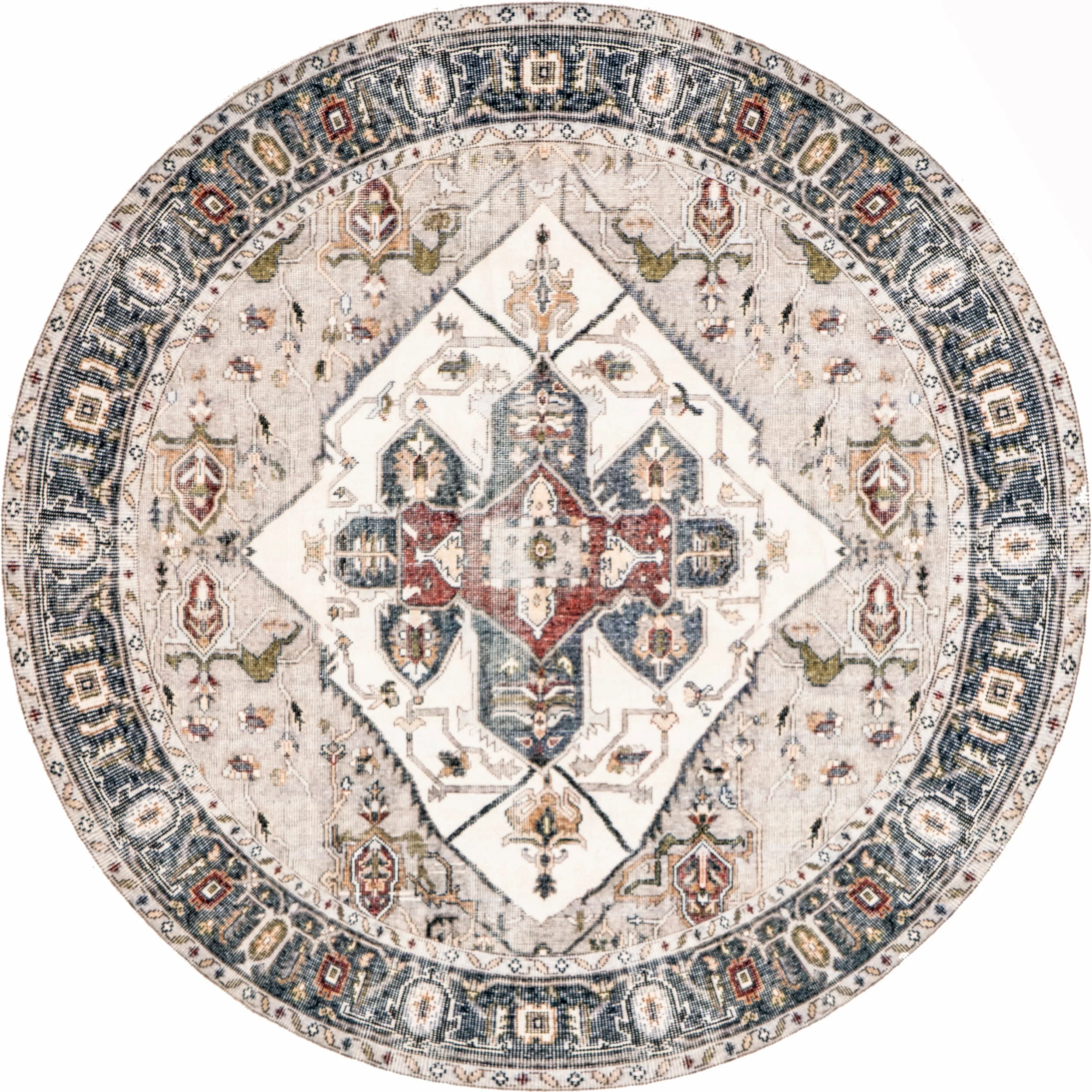 Crystalline Medallion Washable Rug | Beige