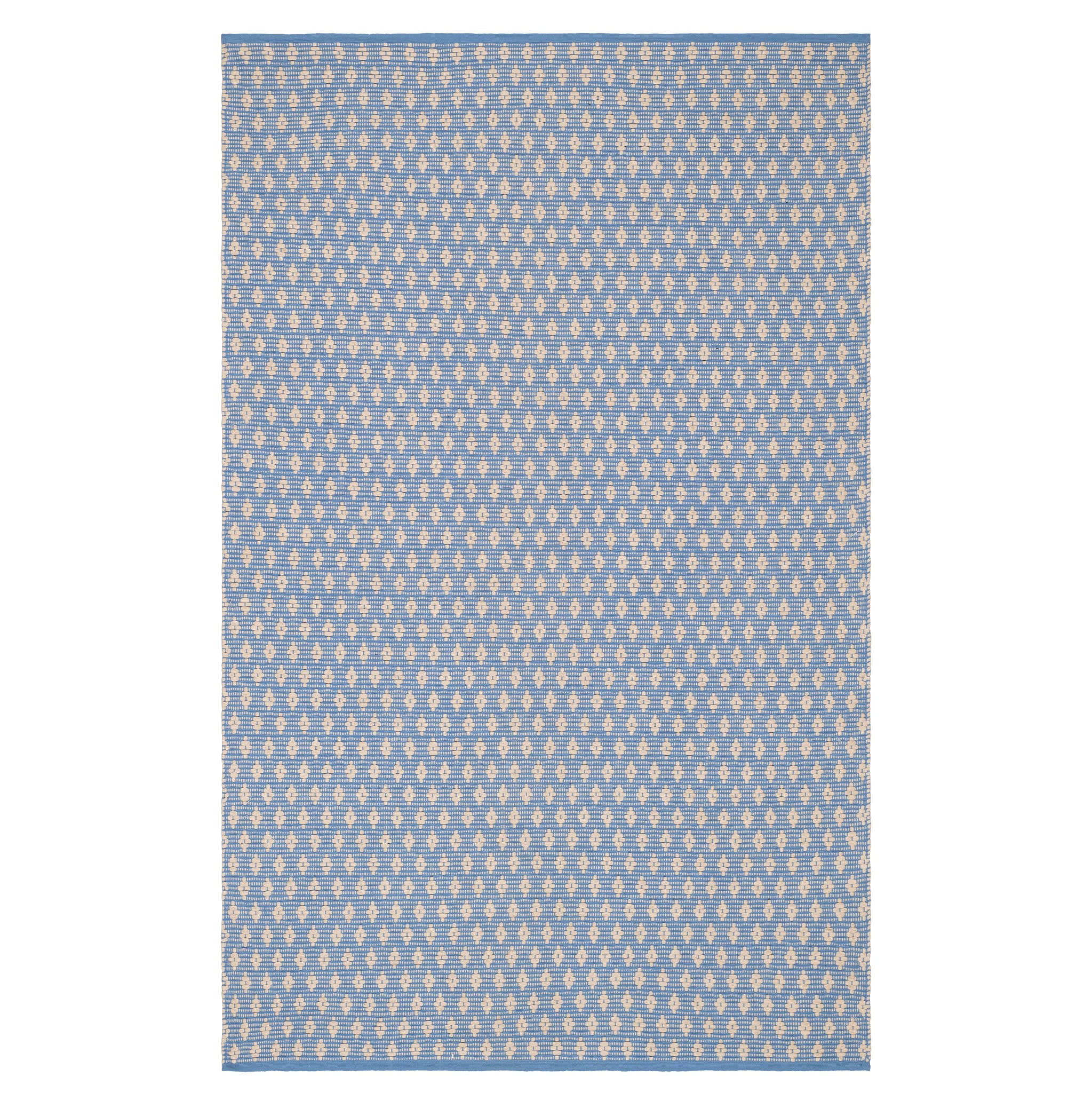Dainty Diamond Handwoven Cotton Rug | Denim/Ivory