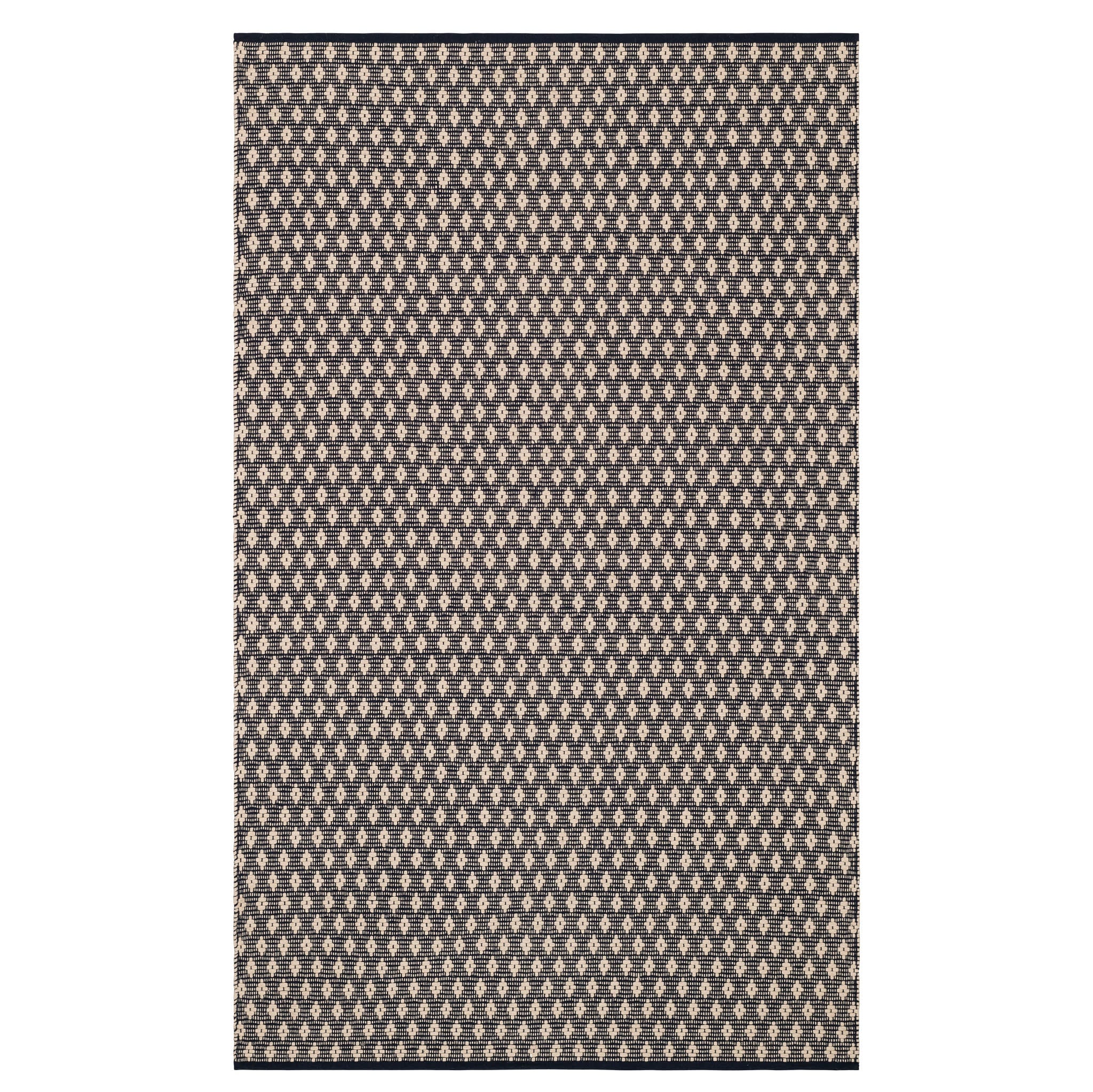 Dainty Diamond Handwoven Cotton Rug | Navy/Ivory