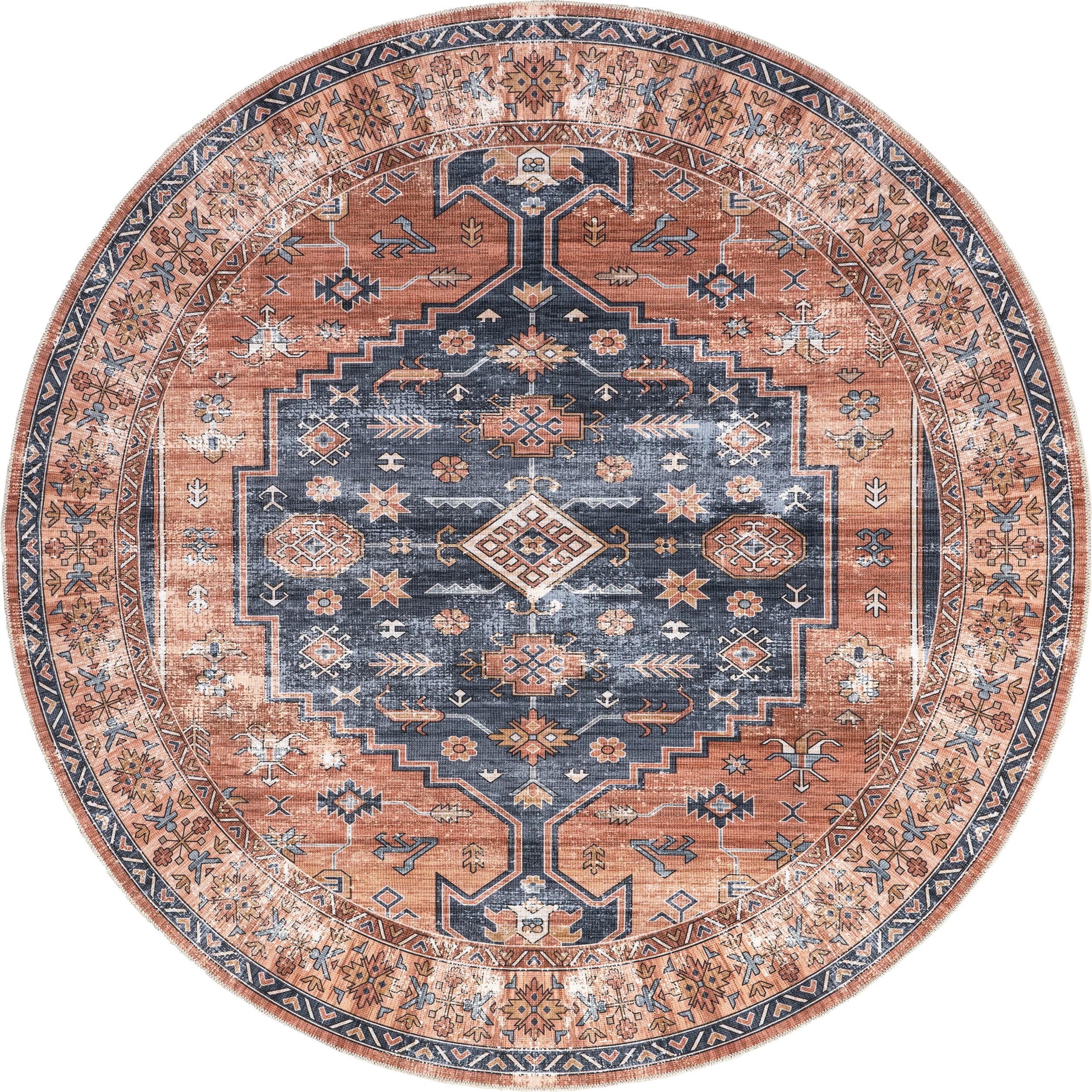 Daisy Washable Persian Rug | Brick