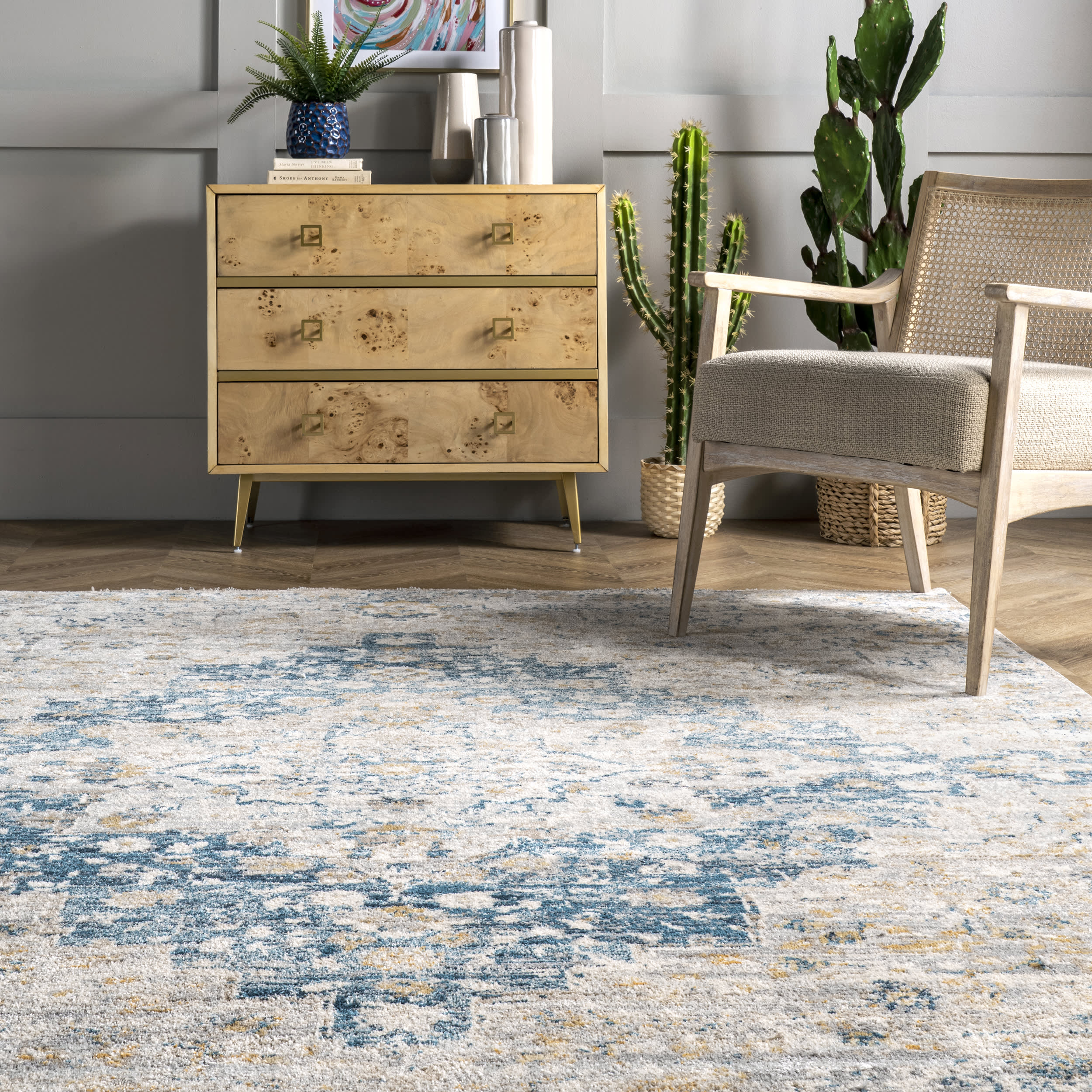 Dallas Vintage Medallion Rug | Blue - Image 4