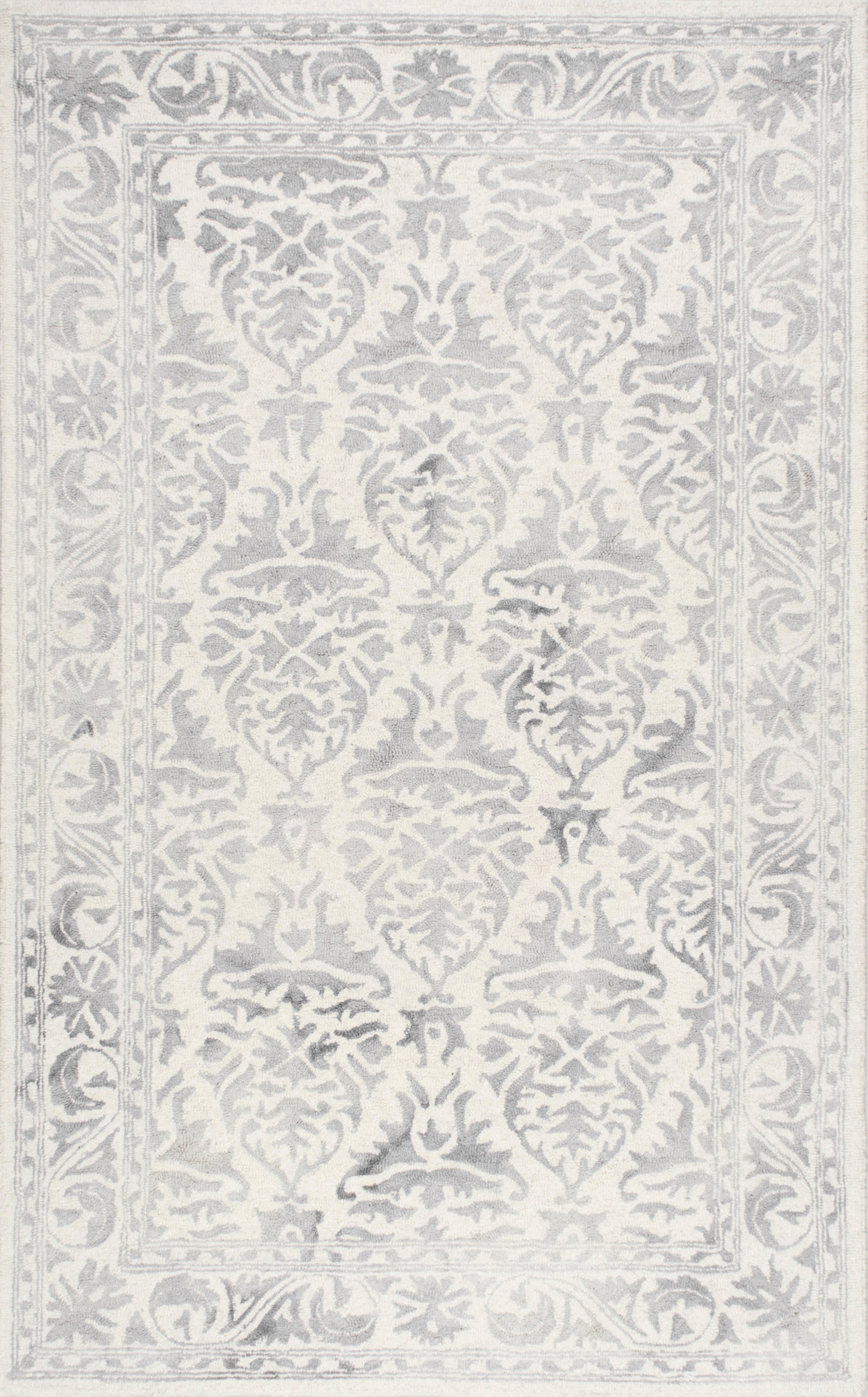 Damask Border Rug | Grey