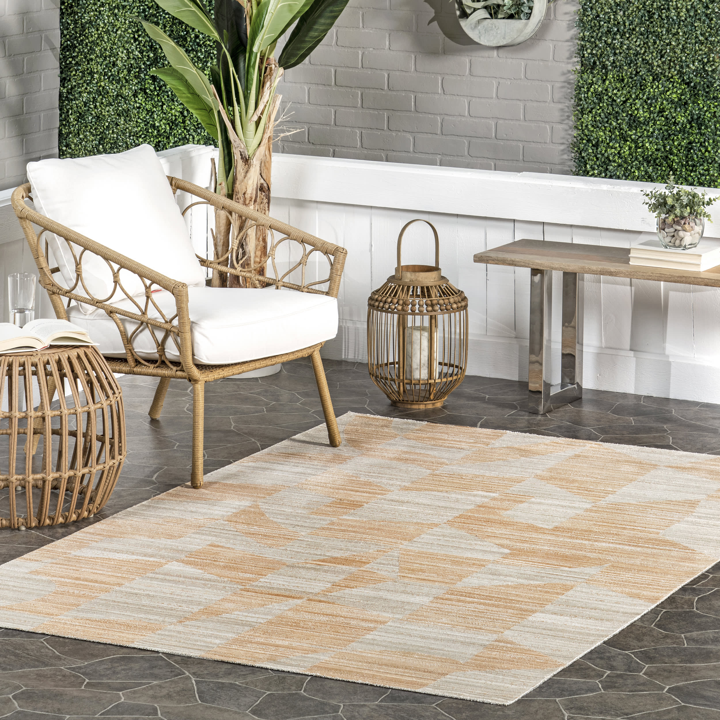 Dania Abstract Washable Indoor/Outdoor Rug | Orange - Image 2