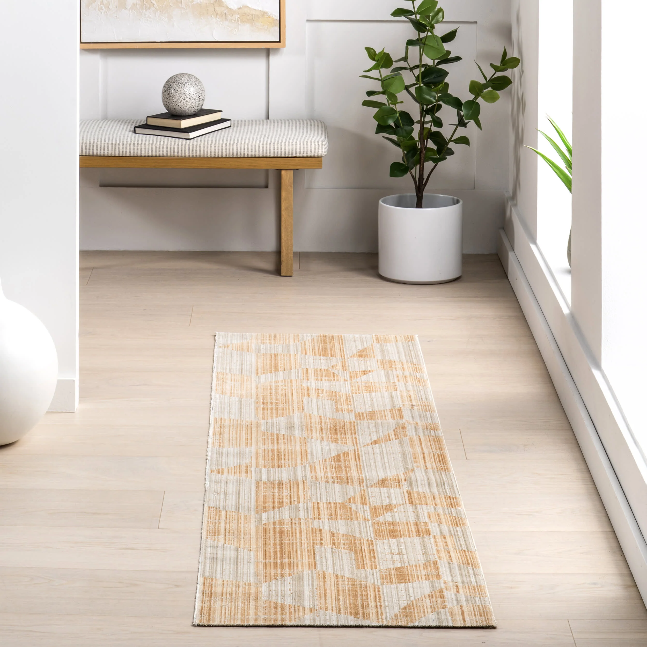 Dania Abstract Washable Indoor/Outdoor Rug | Orange - Image 2