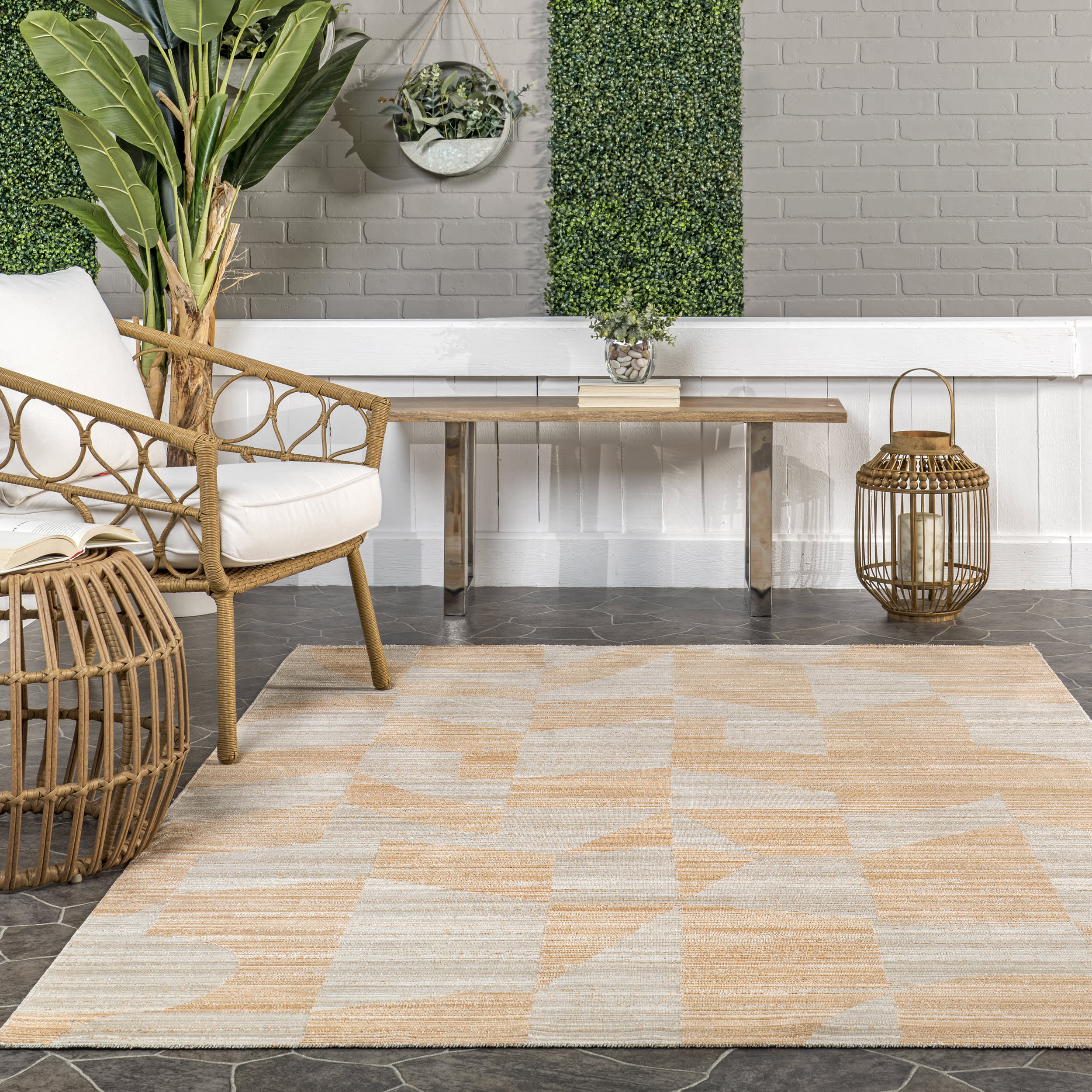 Dania Abstract Washable Indoor/Outdoor Rug | Orange - Image 4