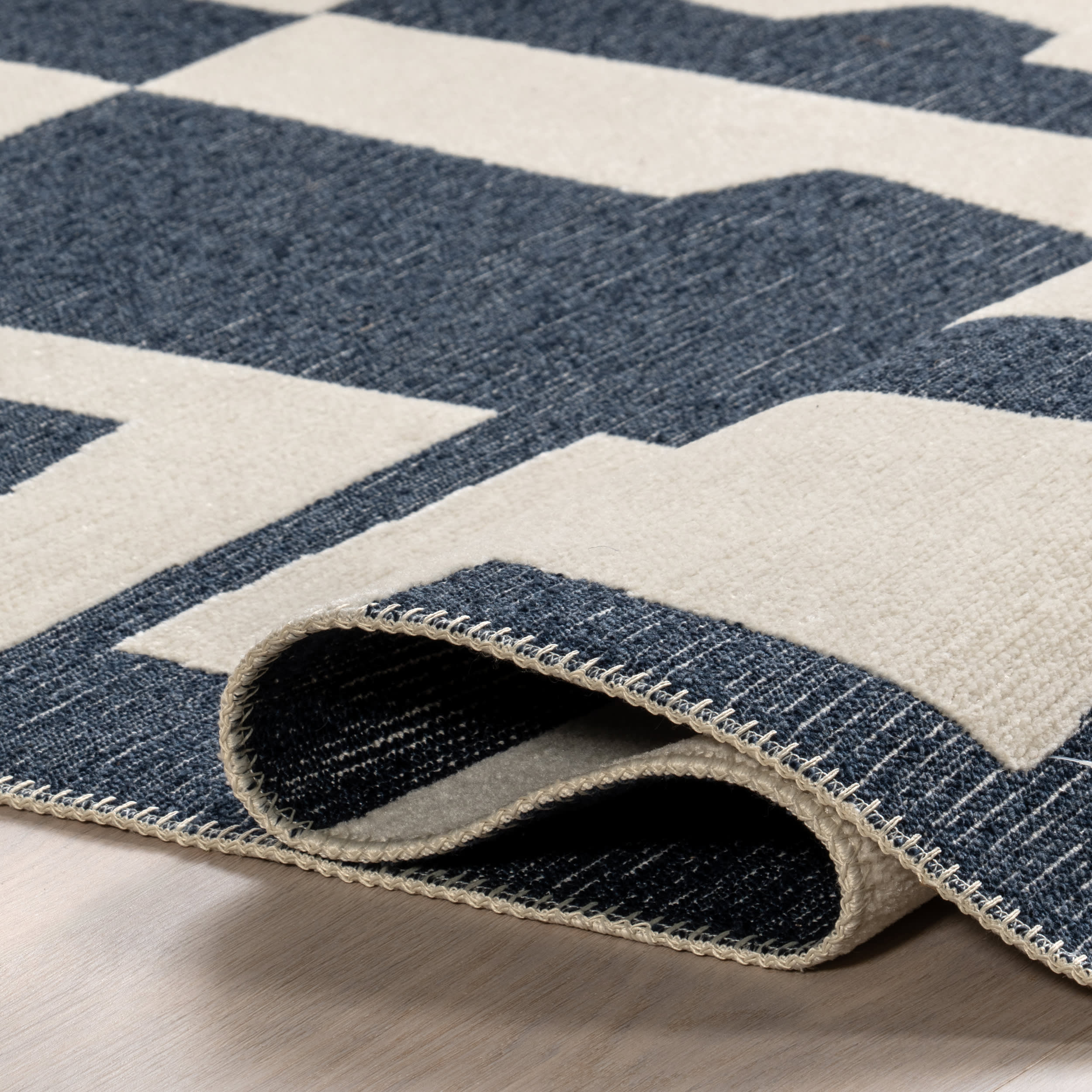 Daniela Geometric Reversible Washable Rug | Navy - Image 11