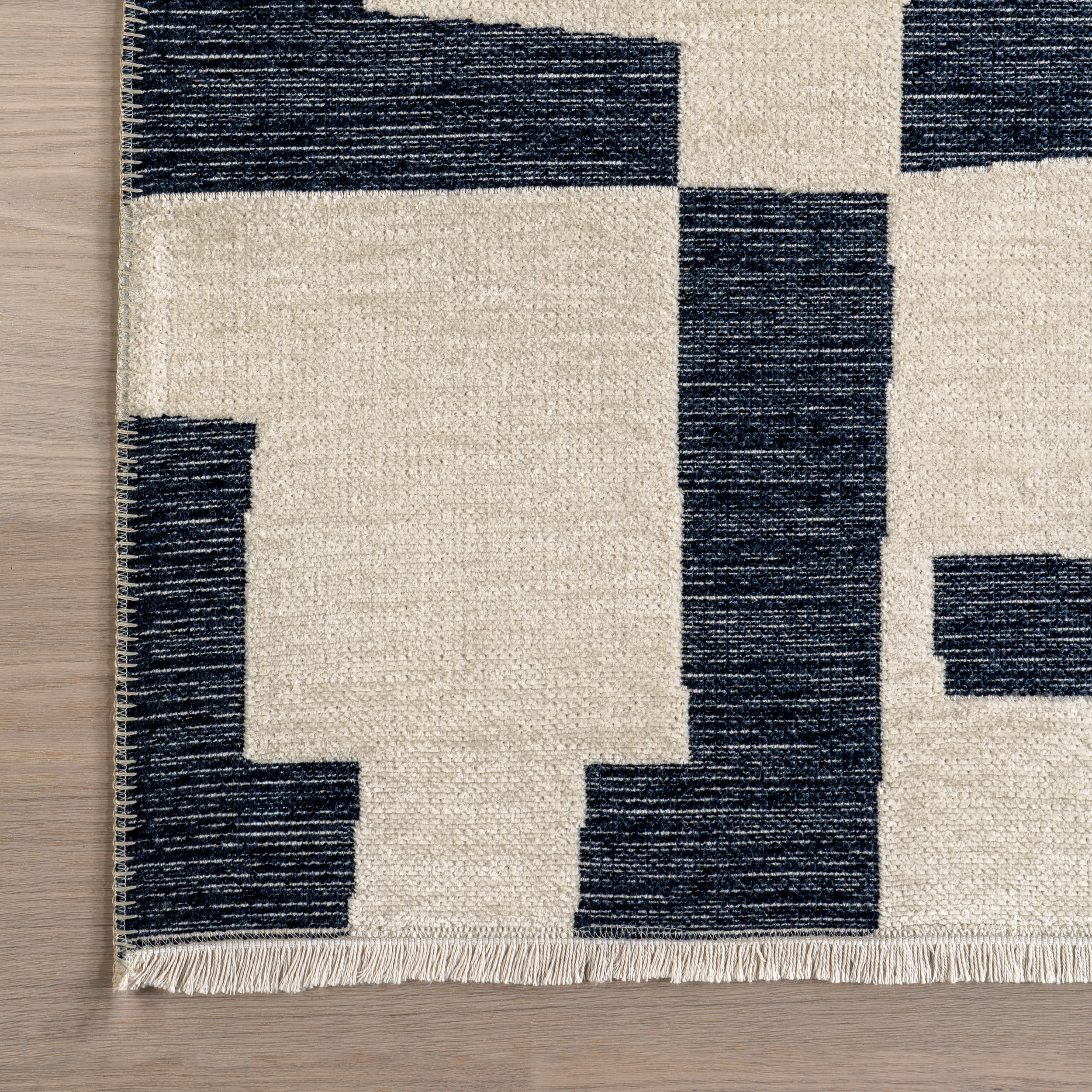Daniela Geometric Reversible Washable Rug | Navy - Image 3
